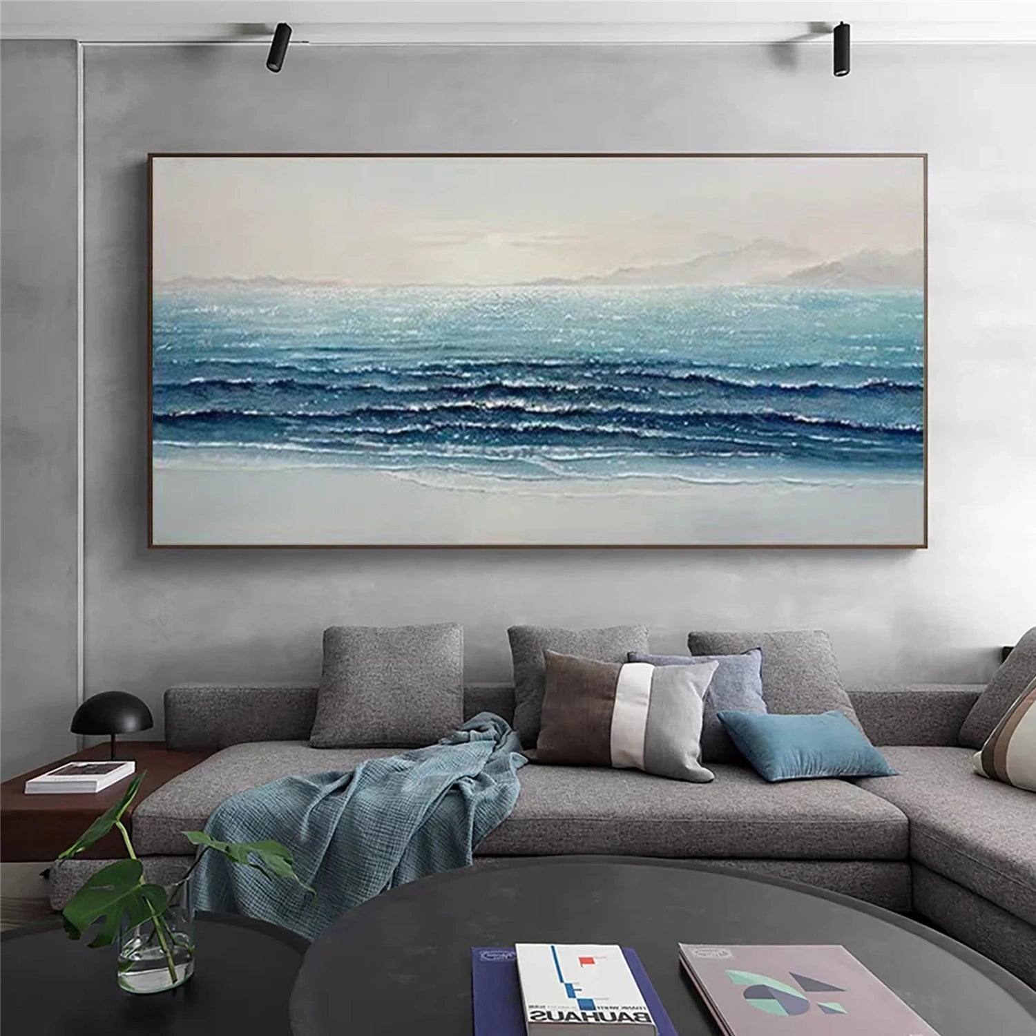 Sky And Ocean Abstract Textured Wall Art #SO364