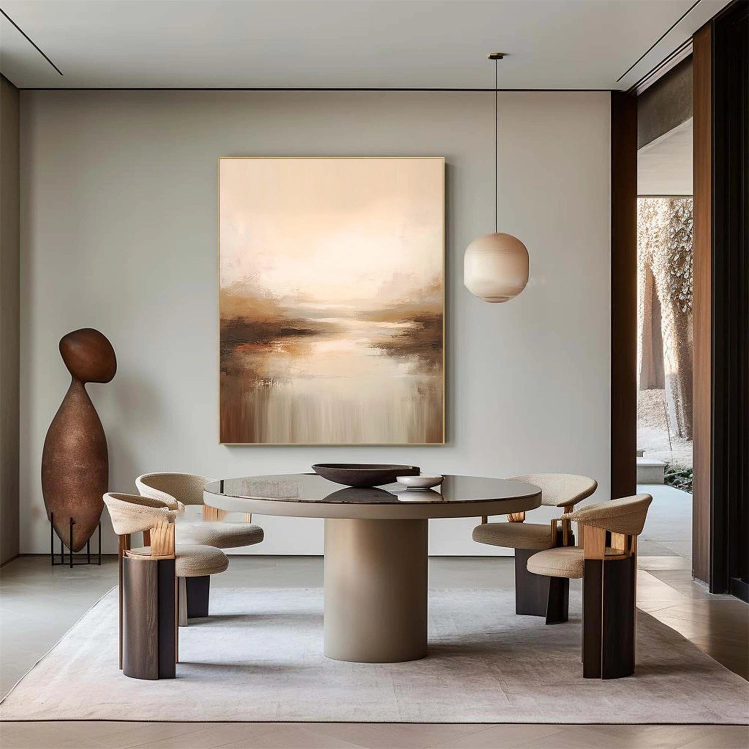 Beige & Brown Abstract Wall Art #AW146