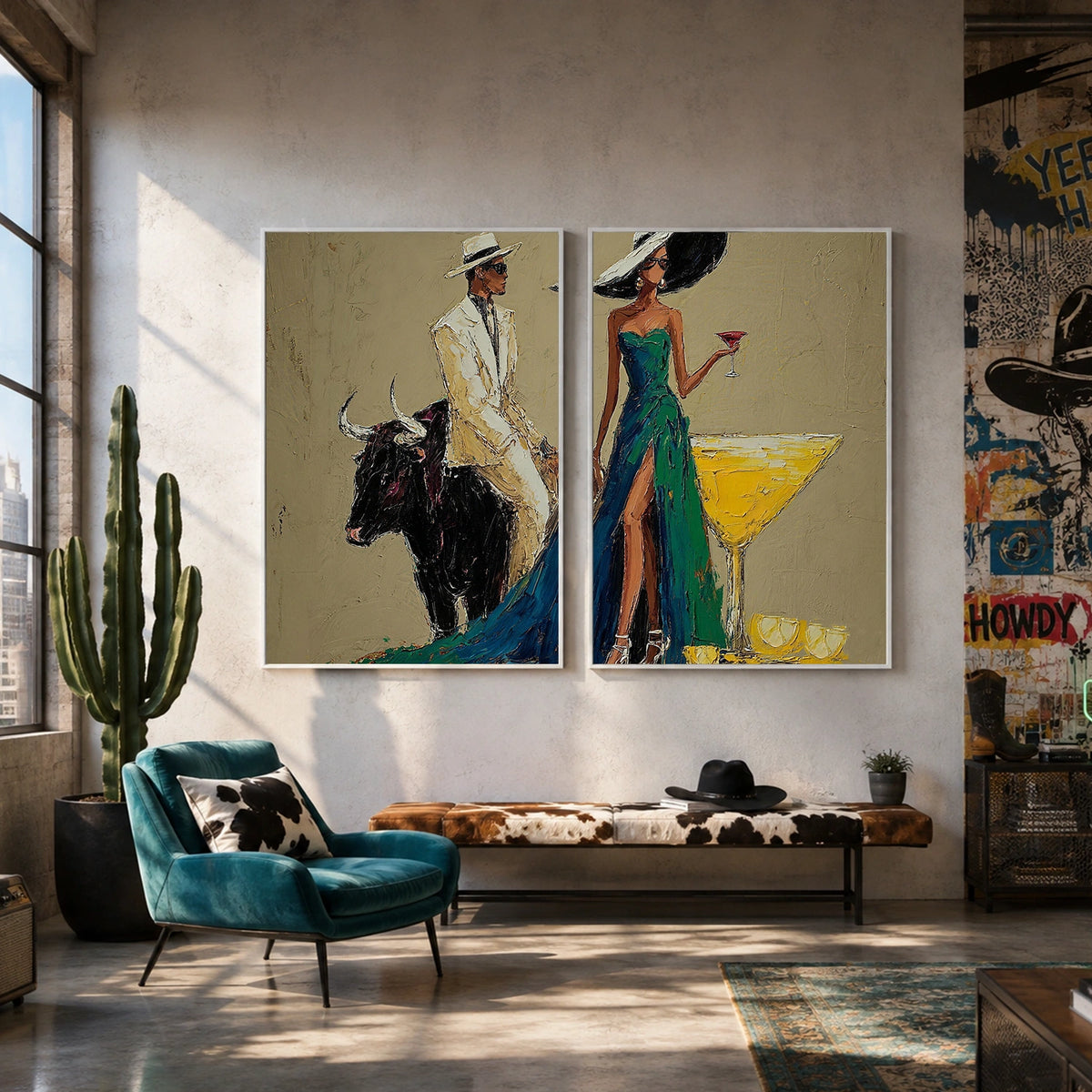 Western Cowboy Art Set Of 2 #VA042