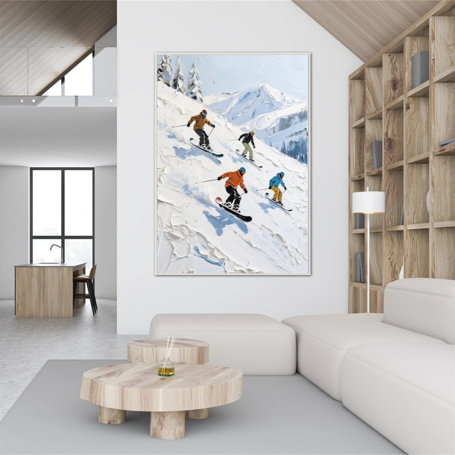 Skiing Sport Textured Wall Art #BA026