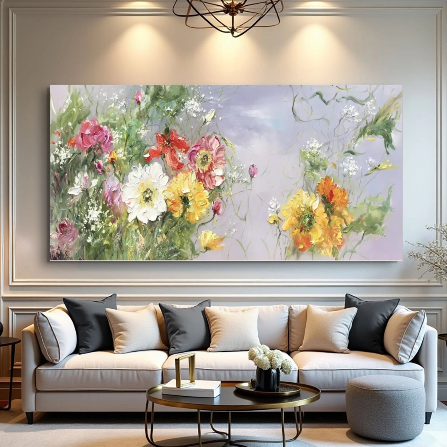 Colorful Tree And Flower Abstract Textured Wall Art #TF159