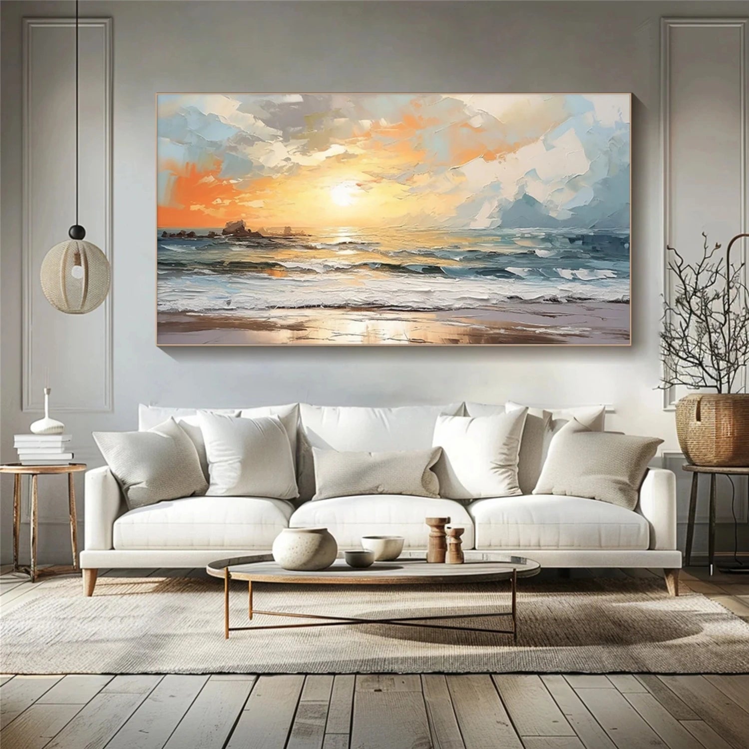 Sky And Ocean Abstract Textured Wall Art #SO291