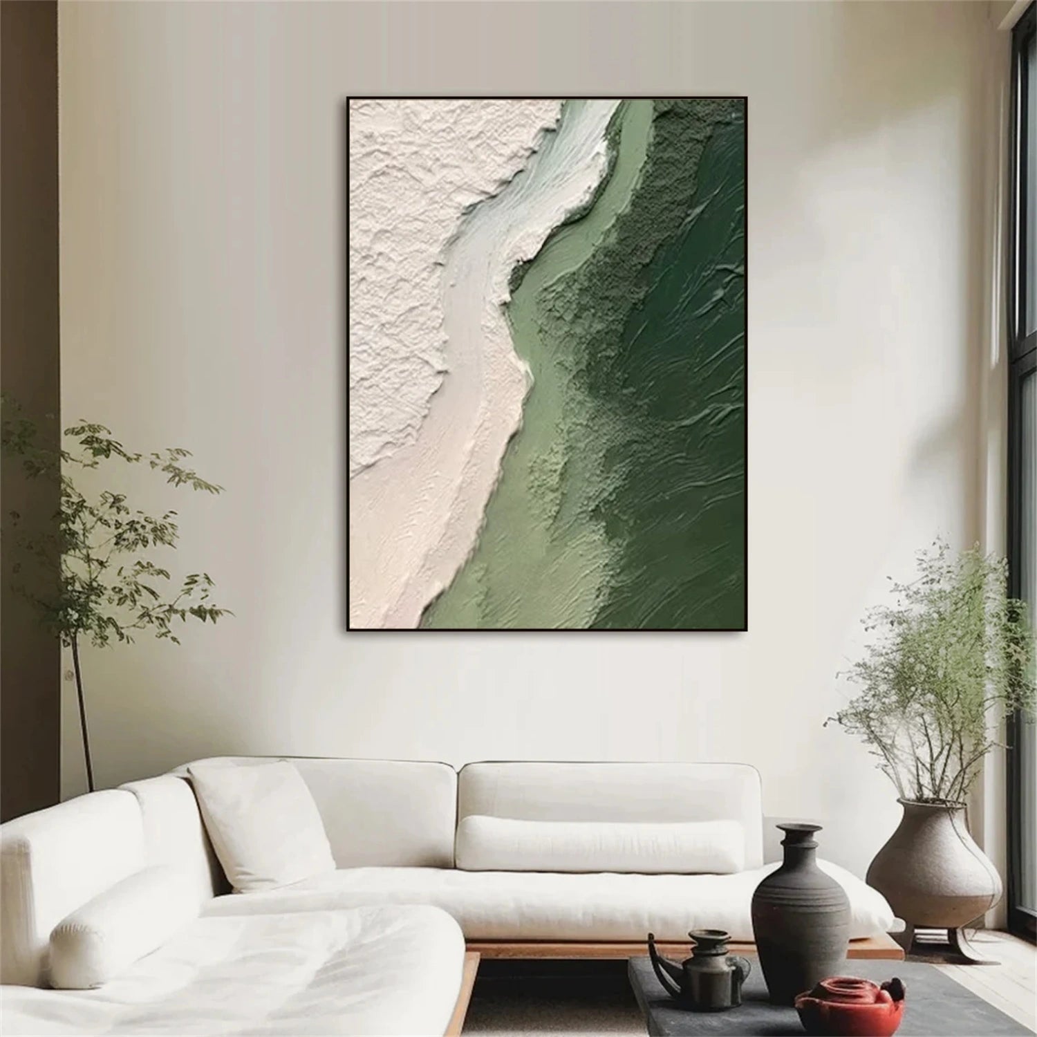 Green Textured Minimalist Wall Art #GT050