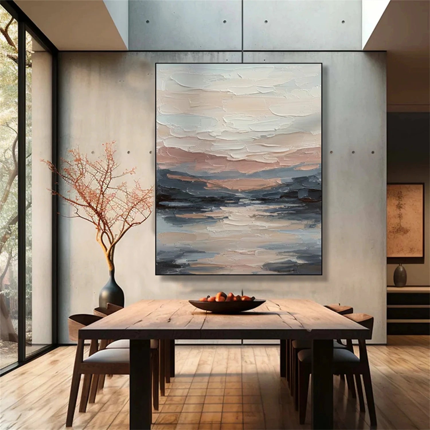 Sky And Ocean Abstract Textured Wall Art #SO389