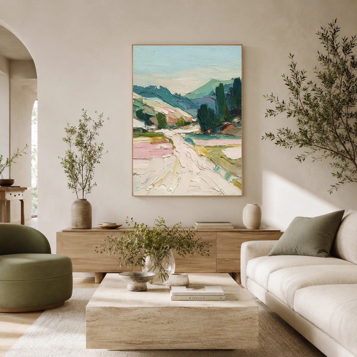 Tree And Flower Abstract Textured Wall Art #TF236
