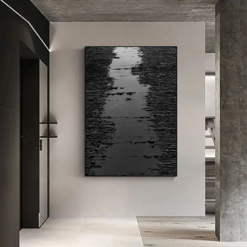 Black Textured Minimalist Wall Art #BT008
