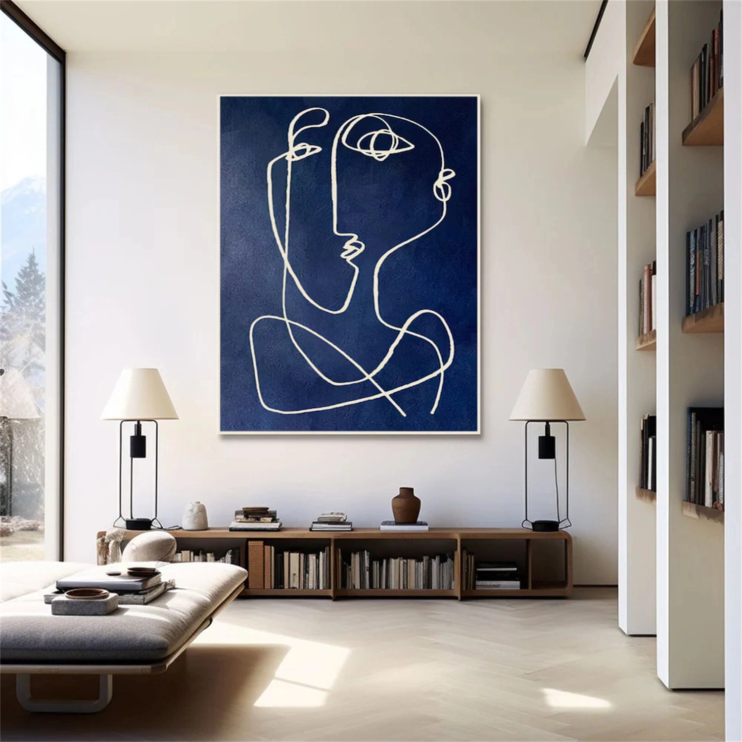 Blue Abstract Portrait Wall Art #WP016