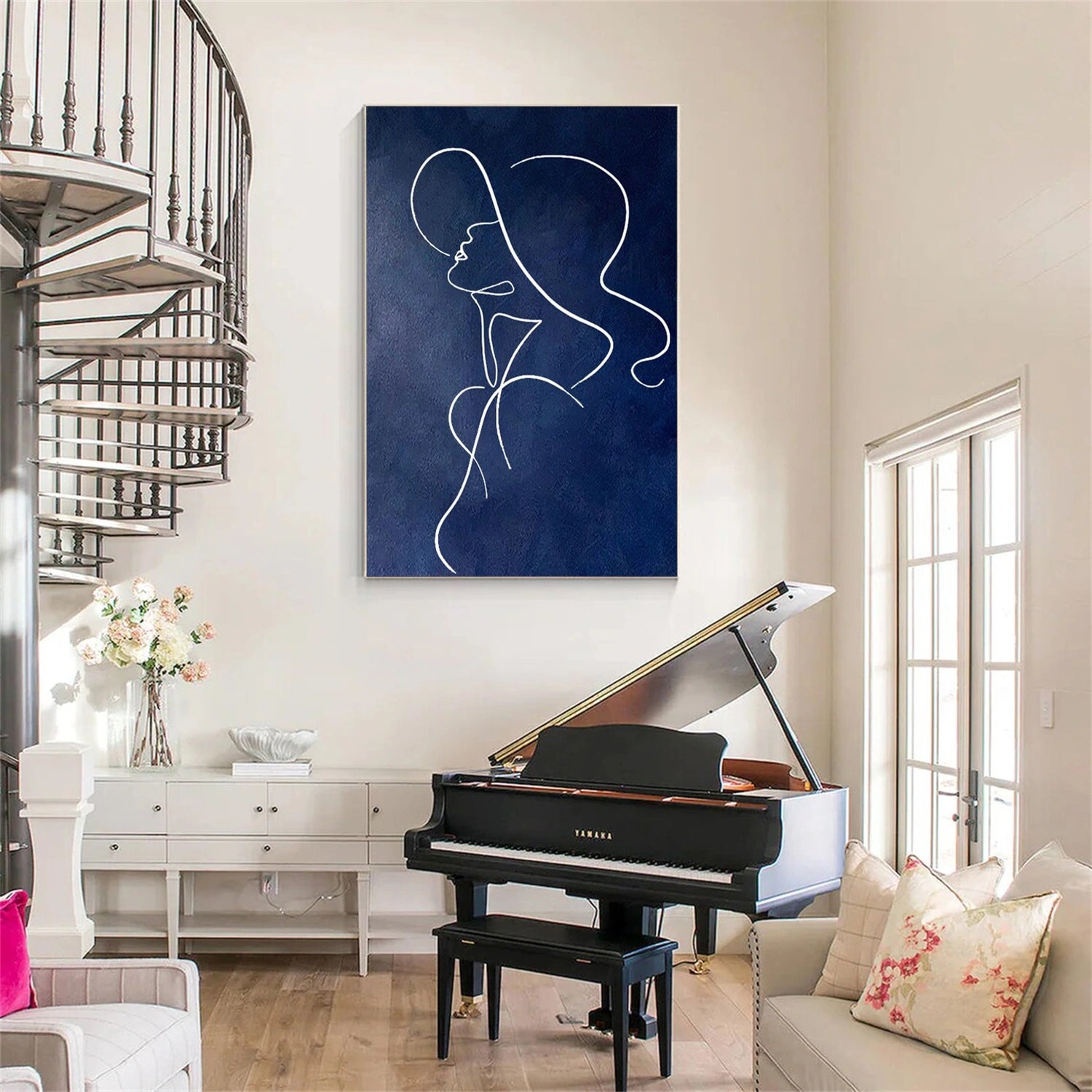 Blue Abstract Portrait Wall Art #WP017