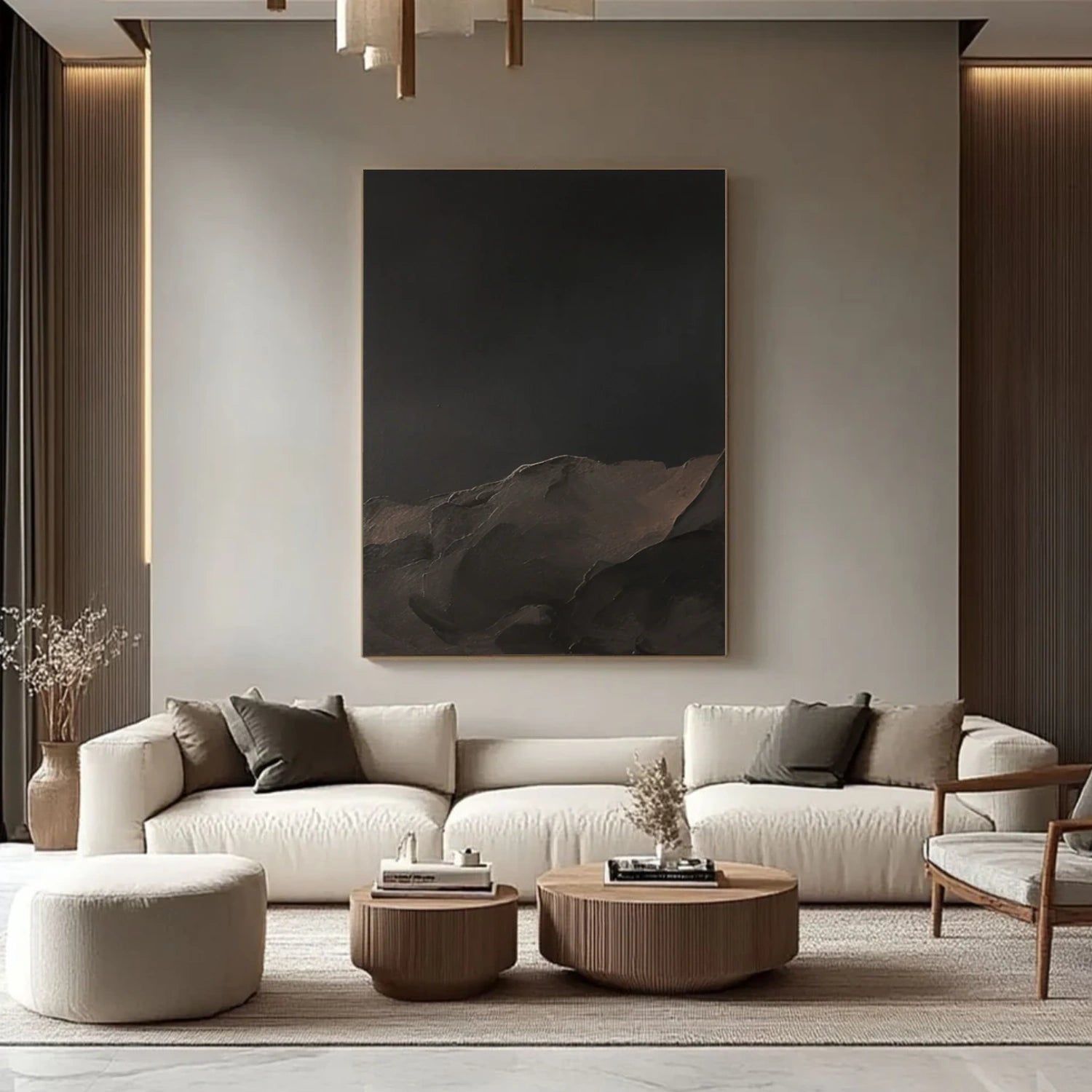 Black Minimalist Textured Canvas Art #BT089