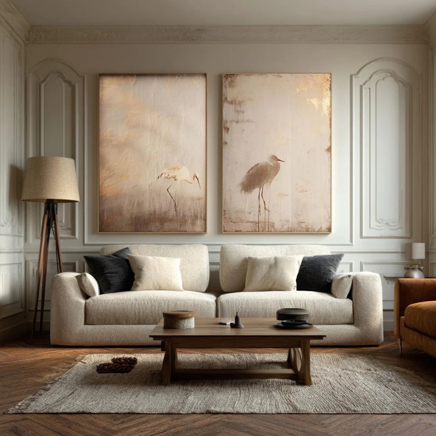 Abstract Animal Art Crane Wall Art Set of 2 #AT055