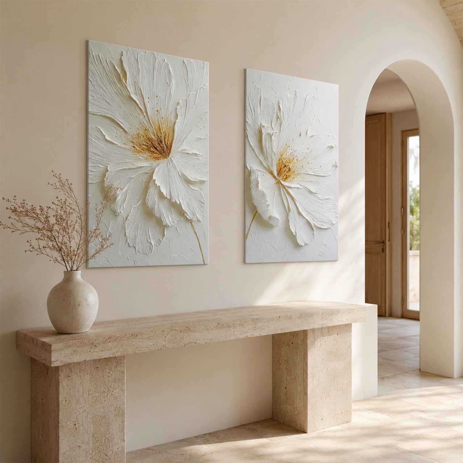 Flower Abstract Textured Wall Art Set of 2 #TF219