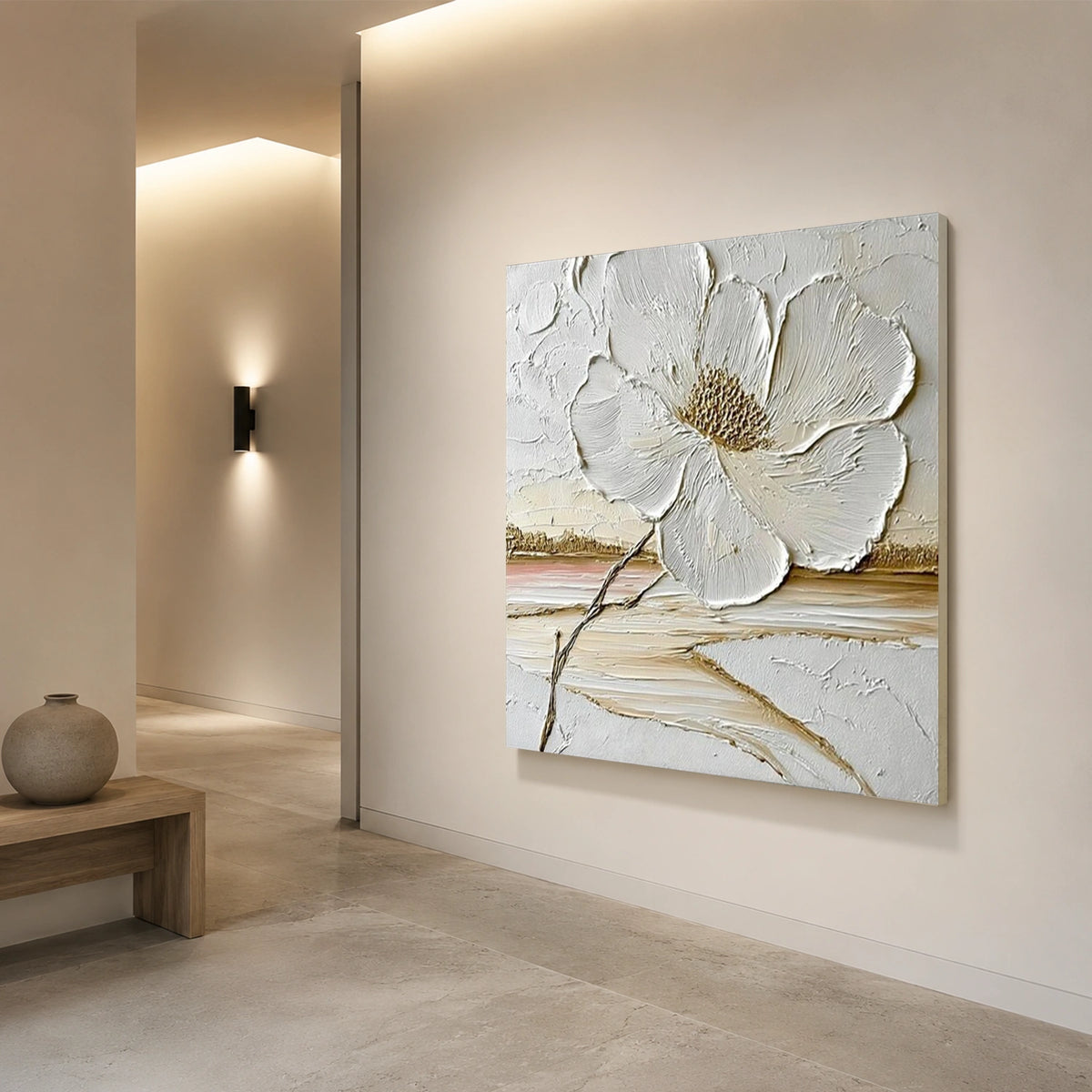 Tree And Flower Abstract Textured Wall Art #TF223