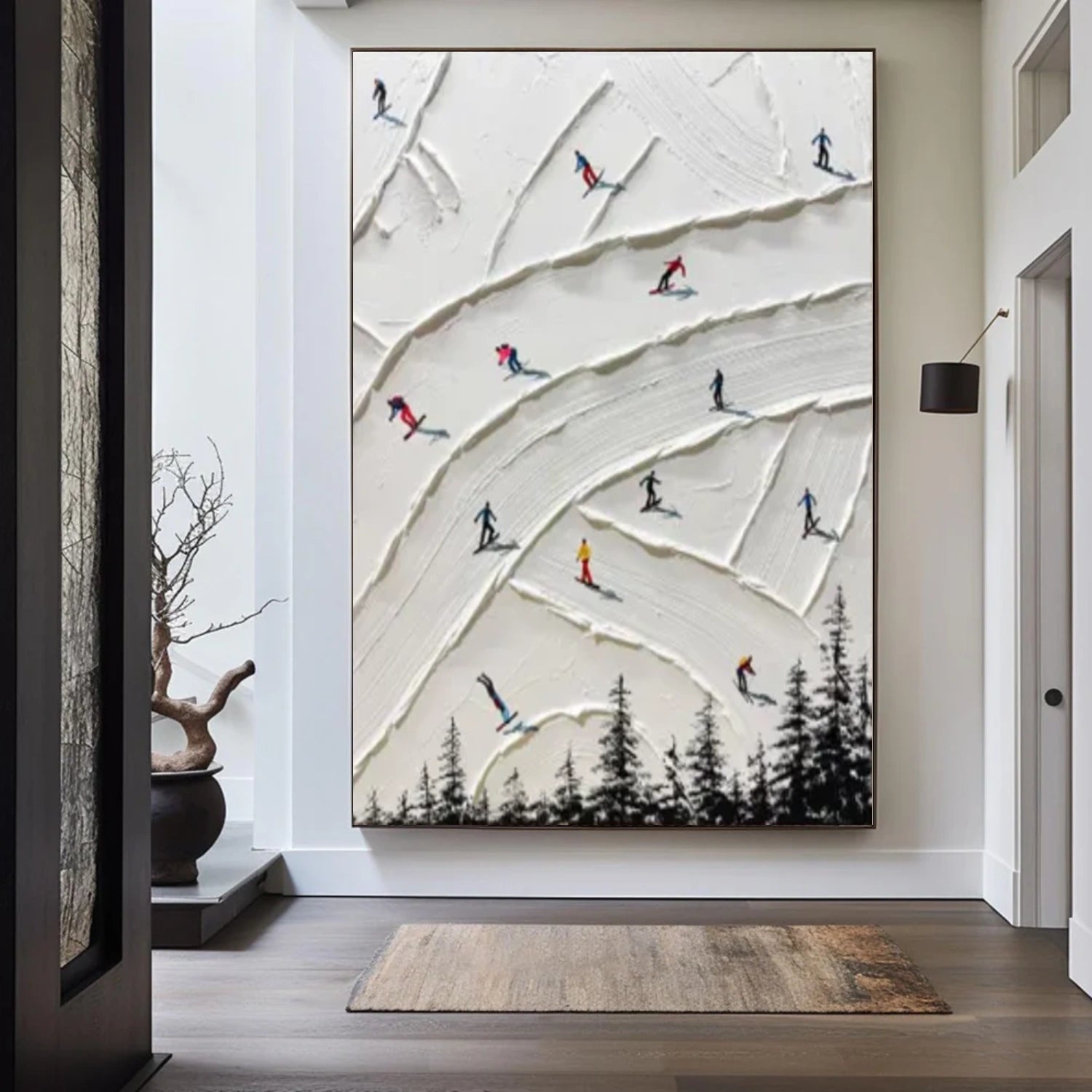 Skiing Sport Textured Wall Art #BA036