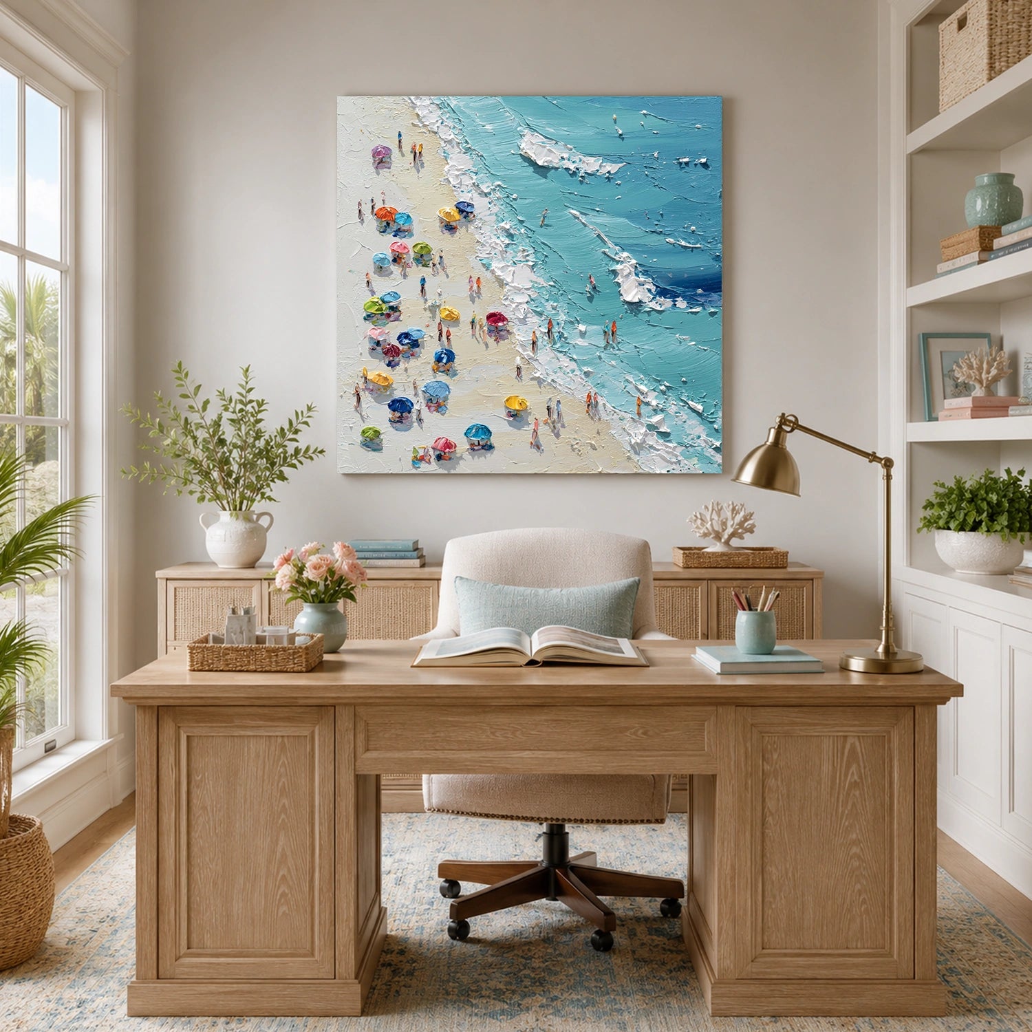 Sky And Ocean Abstract Textured Wall Art #SO423