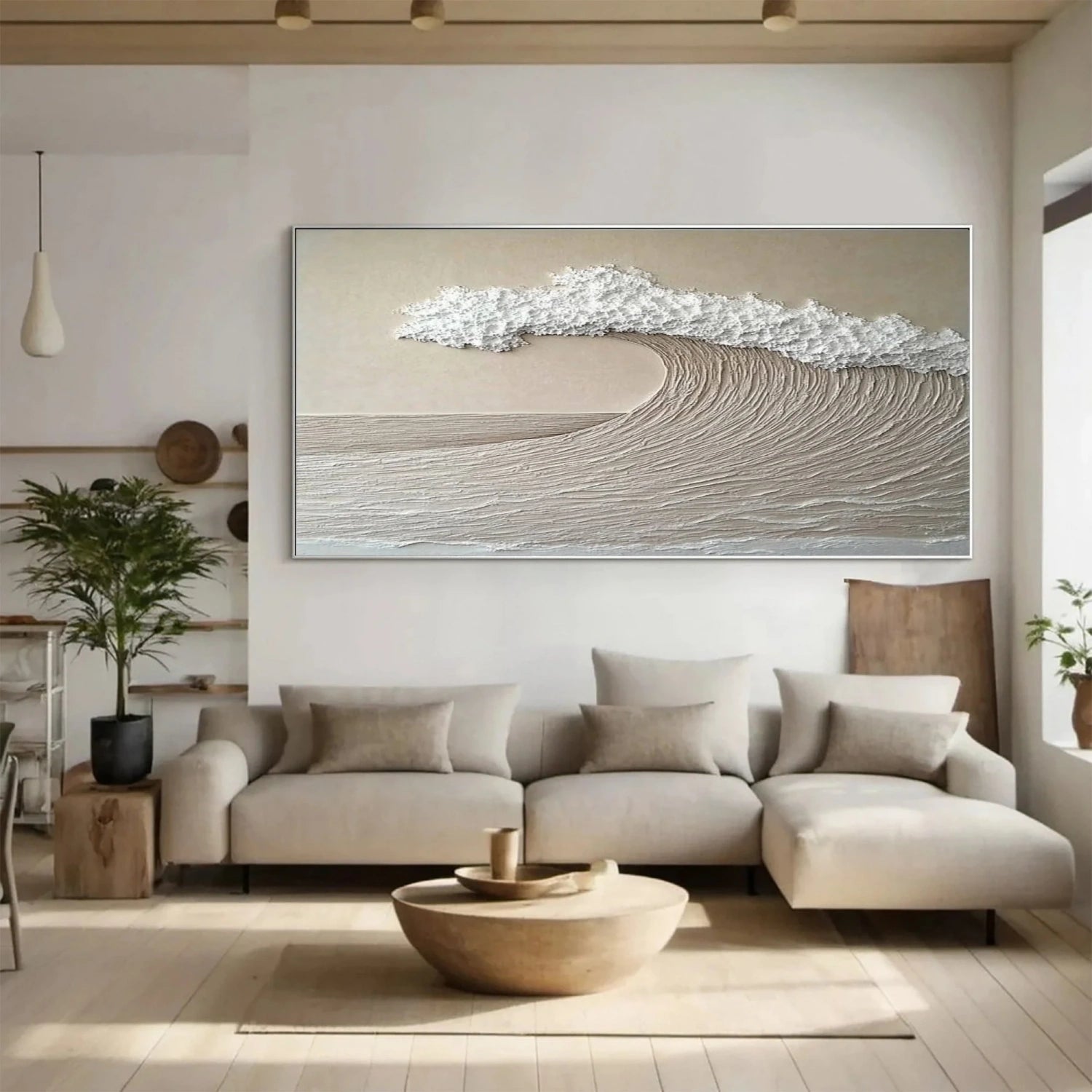 Beige & Brown Sky And Ocean Painting #SO165