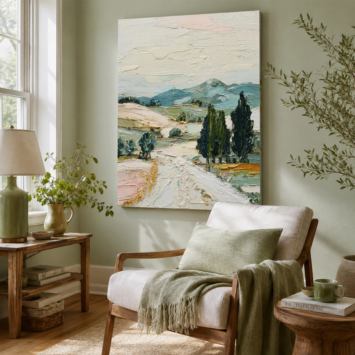 Tree And Flower Abstract Textured Wall Art #TF235