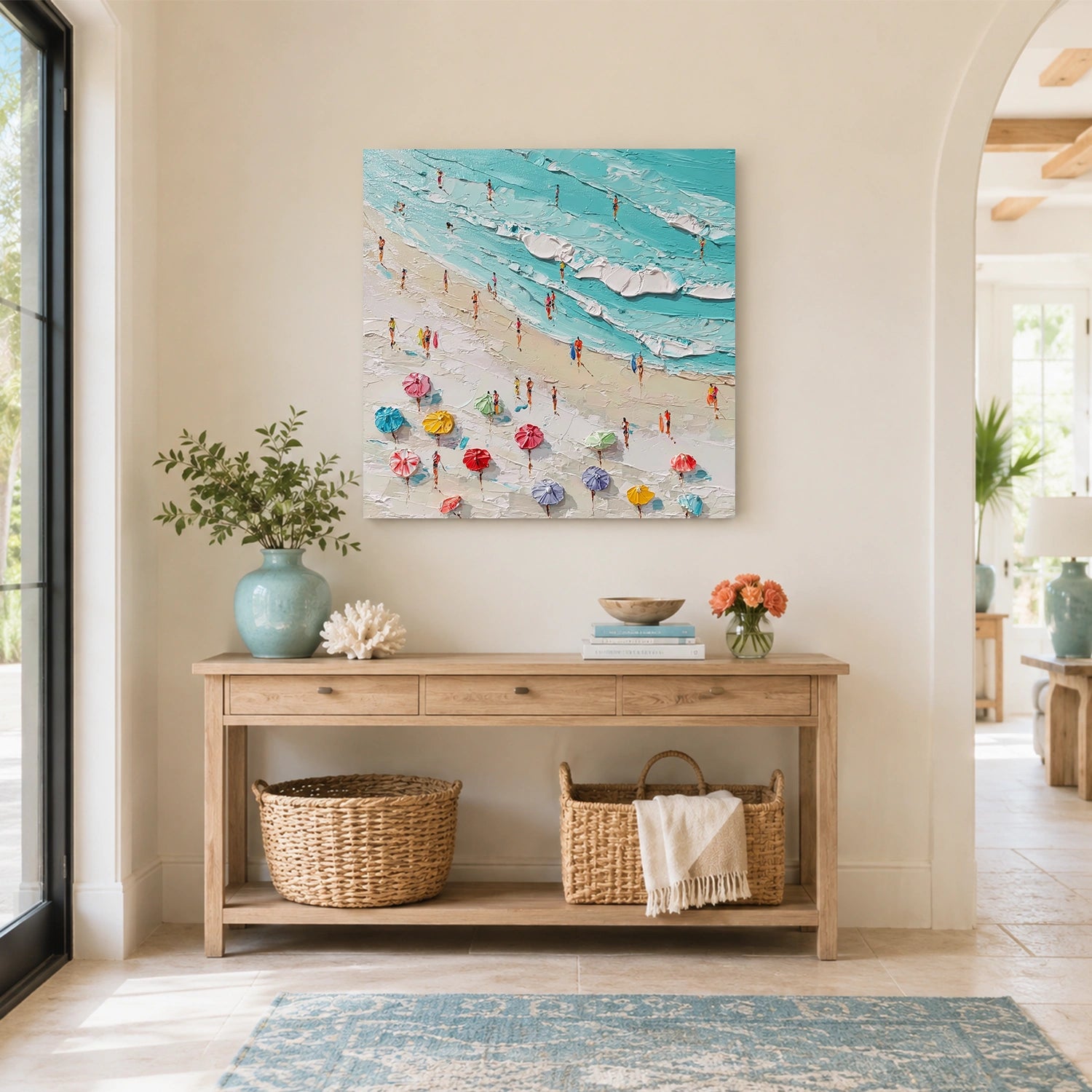 Sky And Ocean Abstract Textured Wall Art #SO426