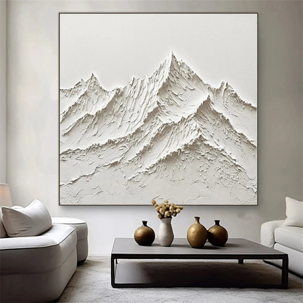 Zoes Deco Original Hand-Painted Abstract/Minimalist/White Textured