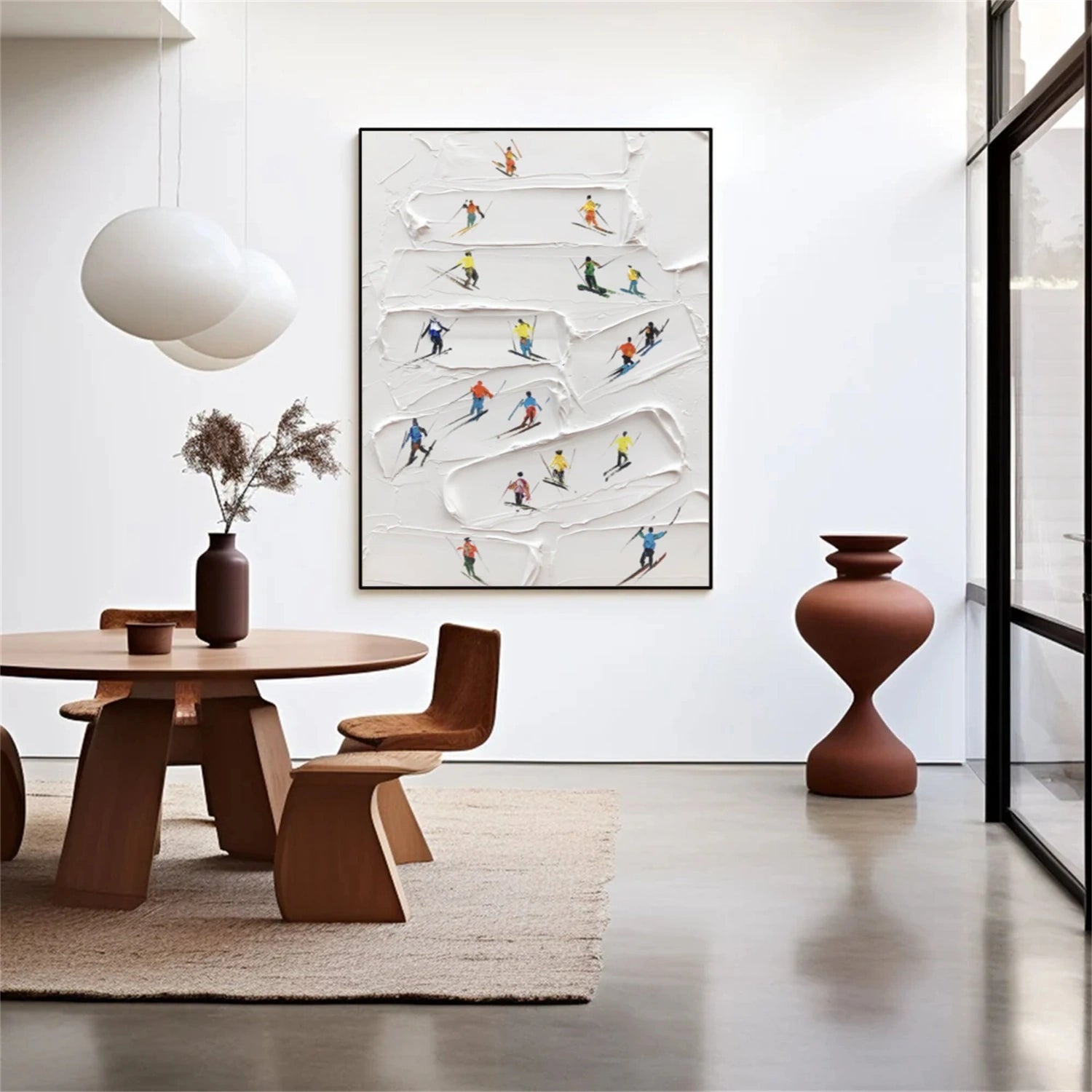 Skiing Sport Textured Wall Art #BA032