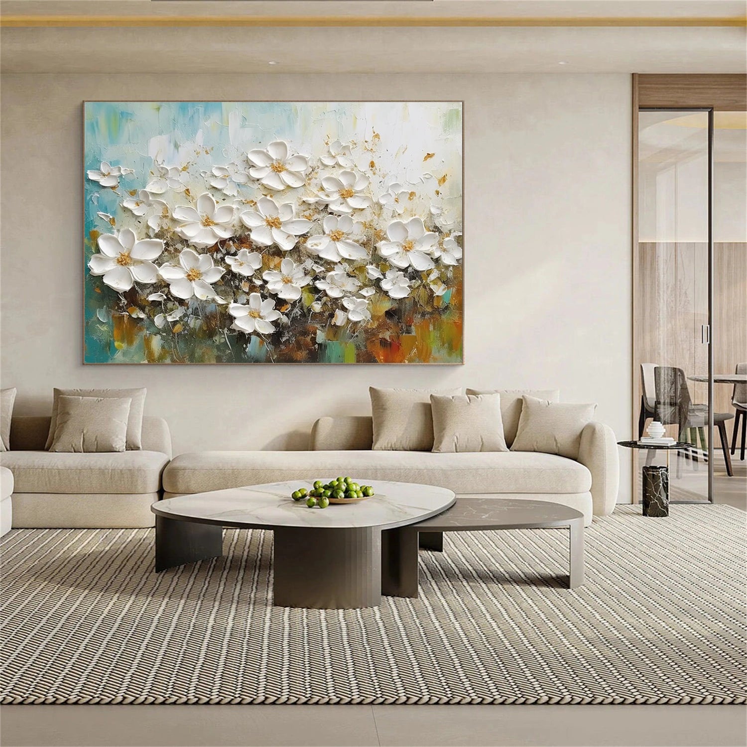 Tree And Flower Abstract Textured Wall Art #TF115