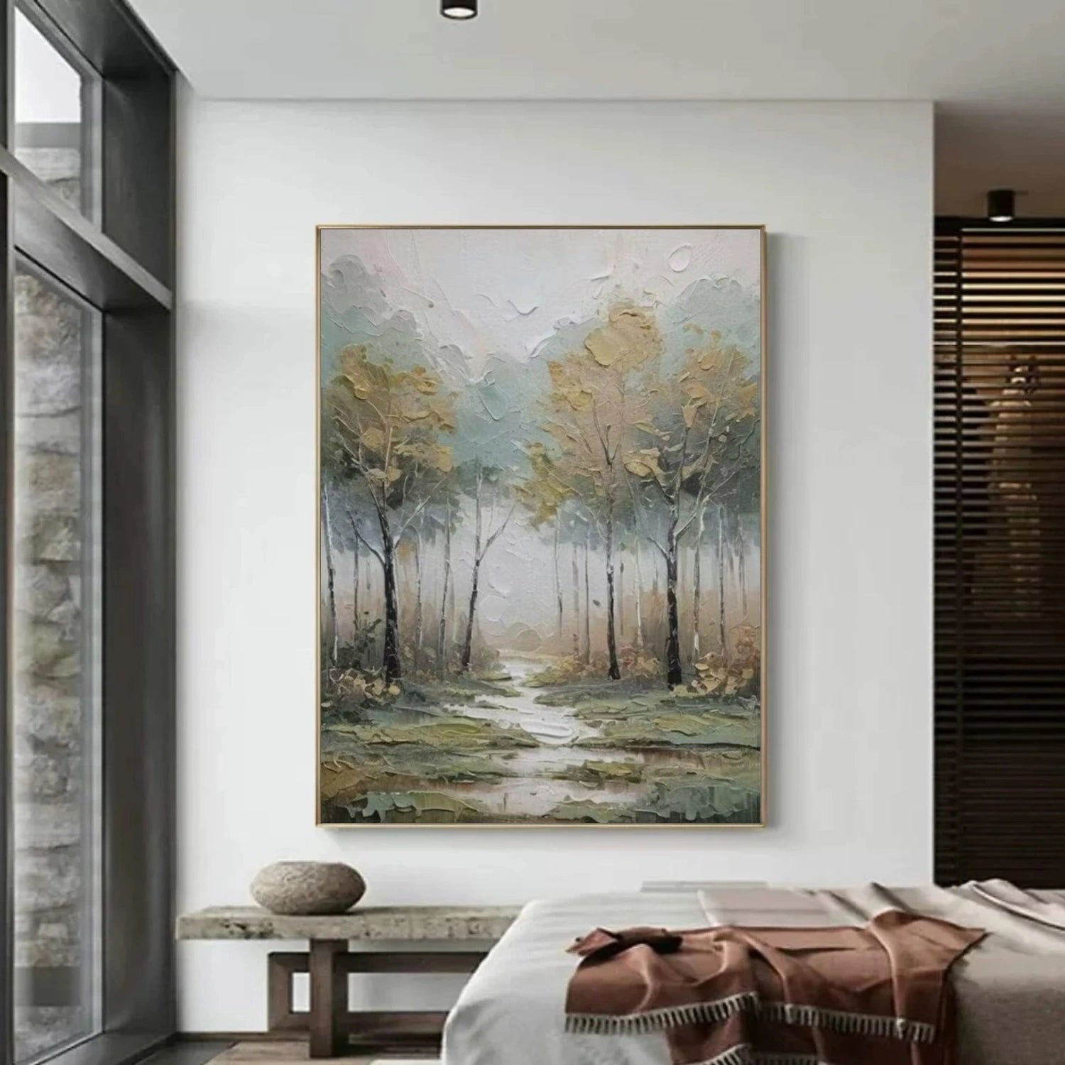 Tree And Flower Abstract Textured Wall Art #TF175