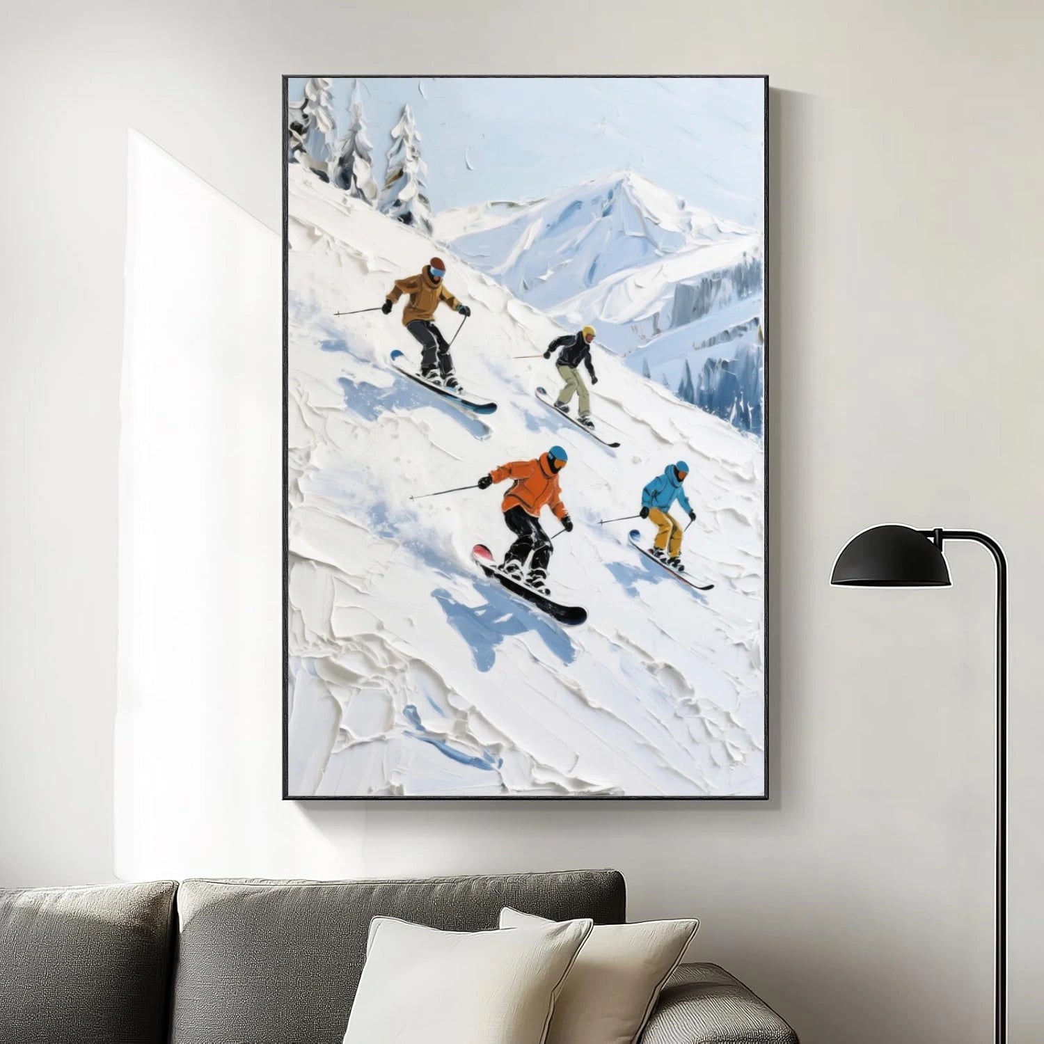 Skiing Sport Textured Wall Art #BA026