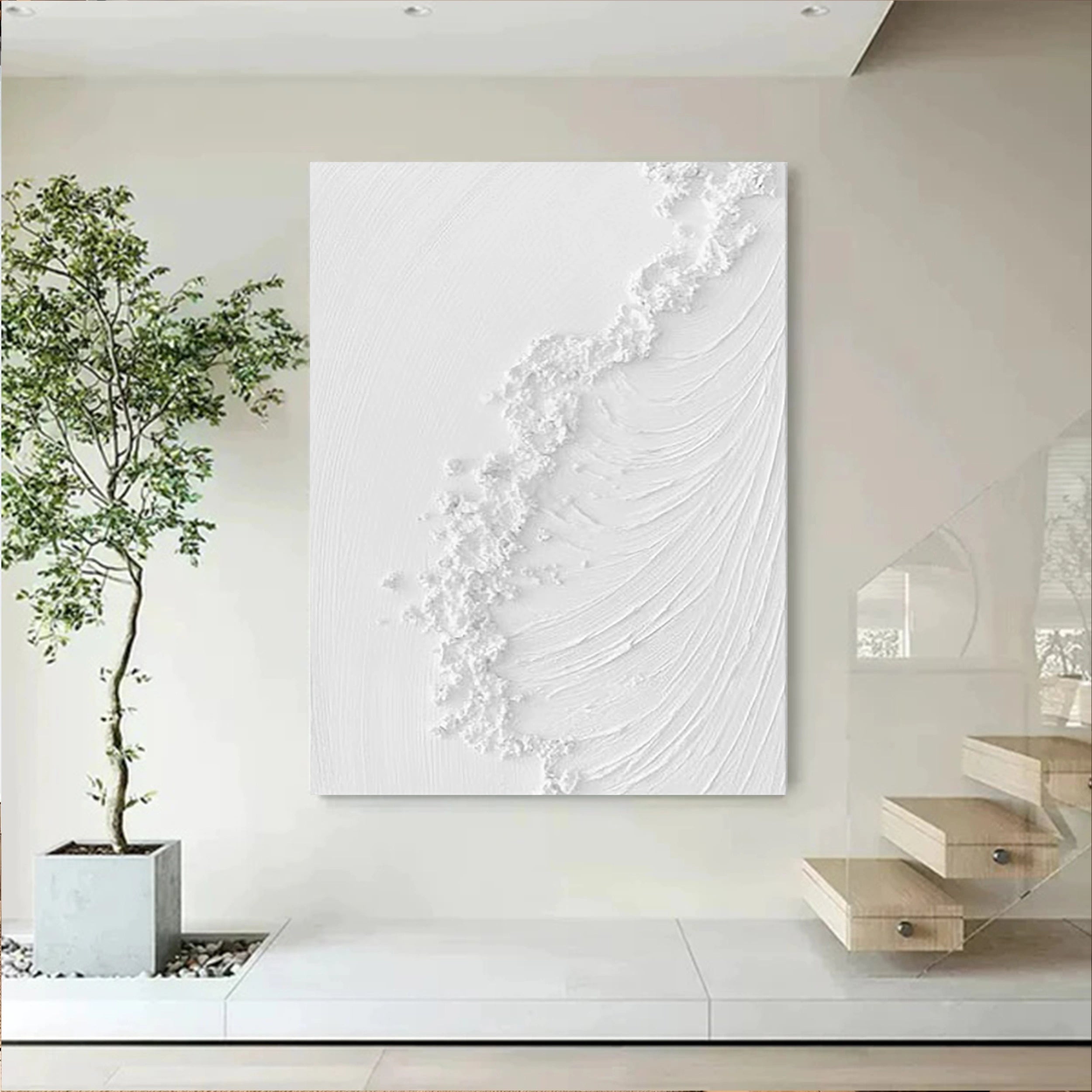 White Textured Minimalist Wall Art #WT052