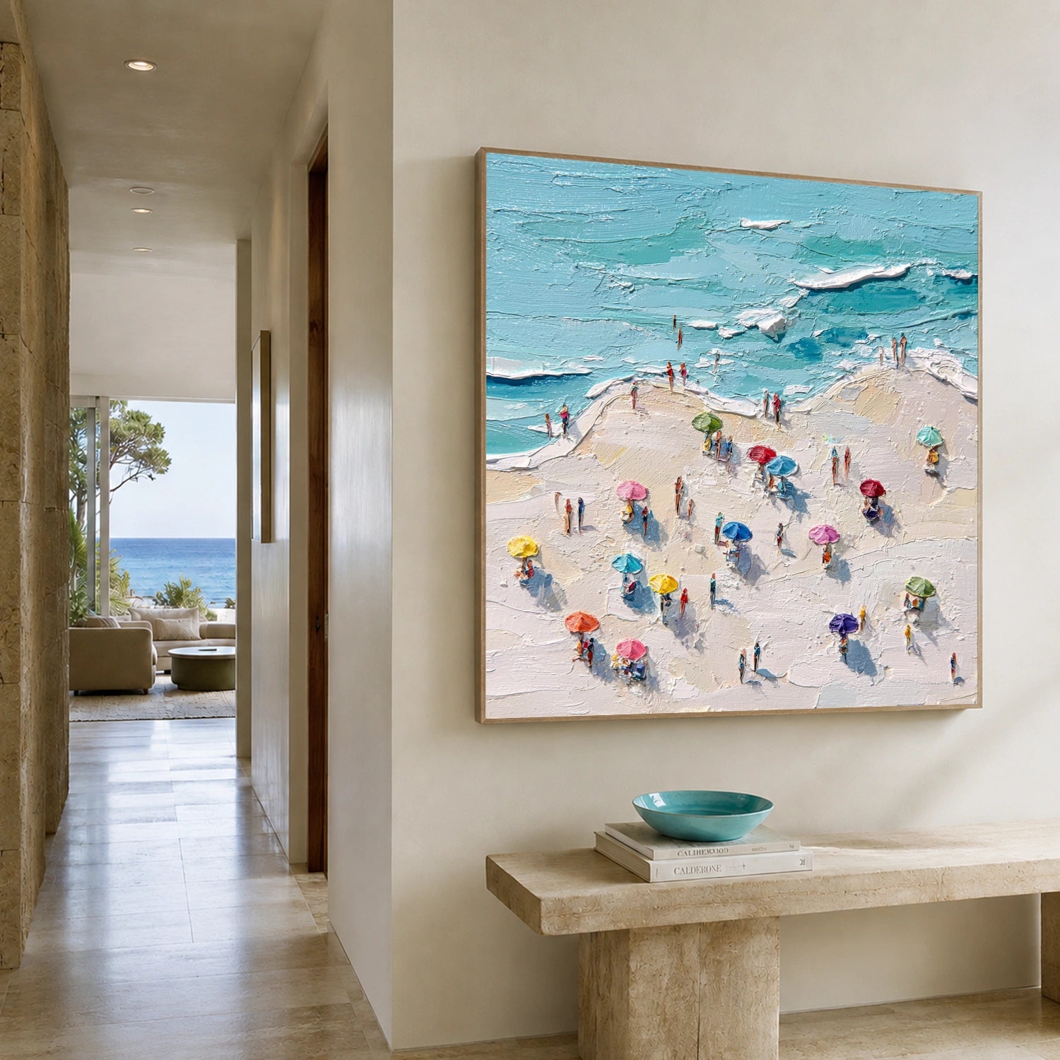 Sky And Ocean Abstract Textured Wall Art #SO424