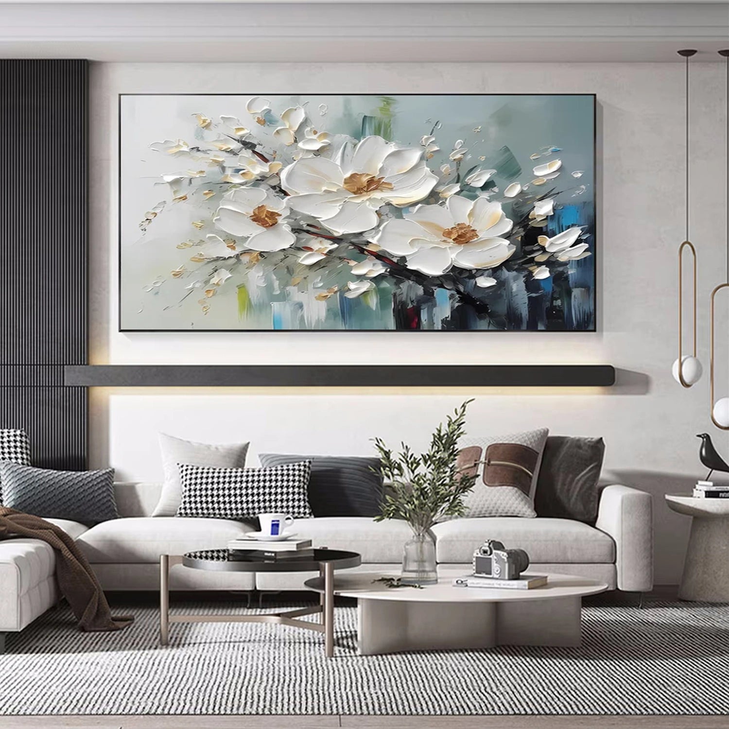 Tree And Flower Abstract Textured Wall Art #TF113
