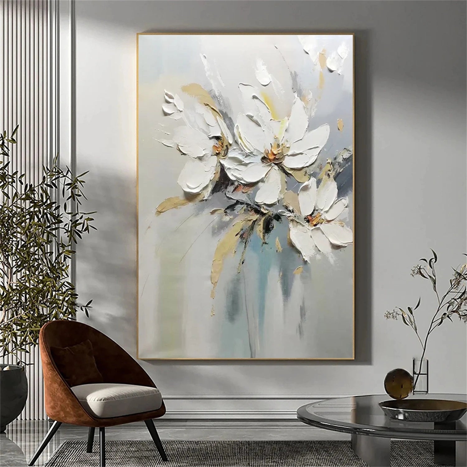 Tree And Flower Abstract Textured Wall Art #TF111
