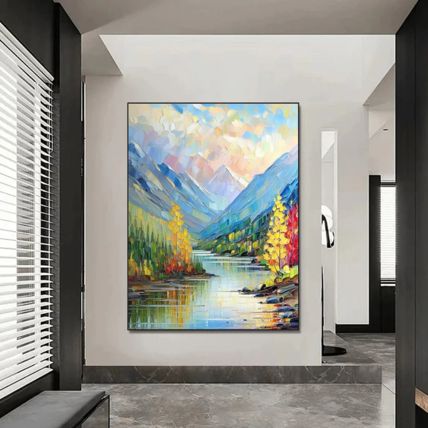 Colorful Abstract Mountain Textured Canvas Art #WT199