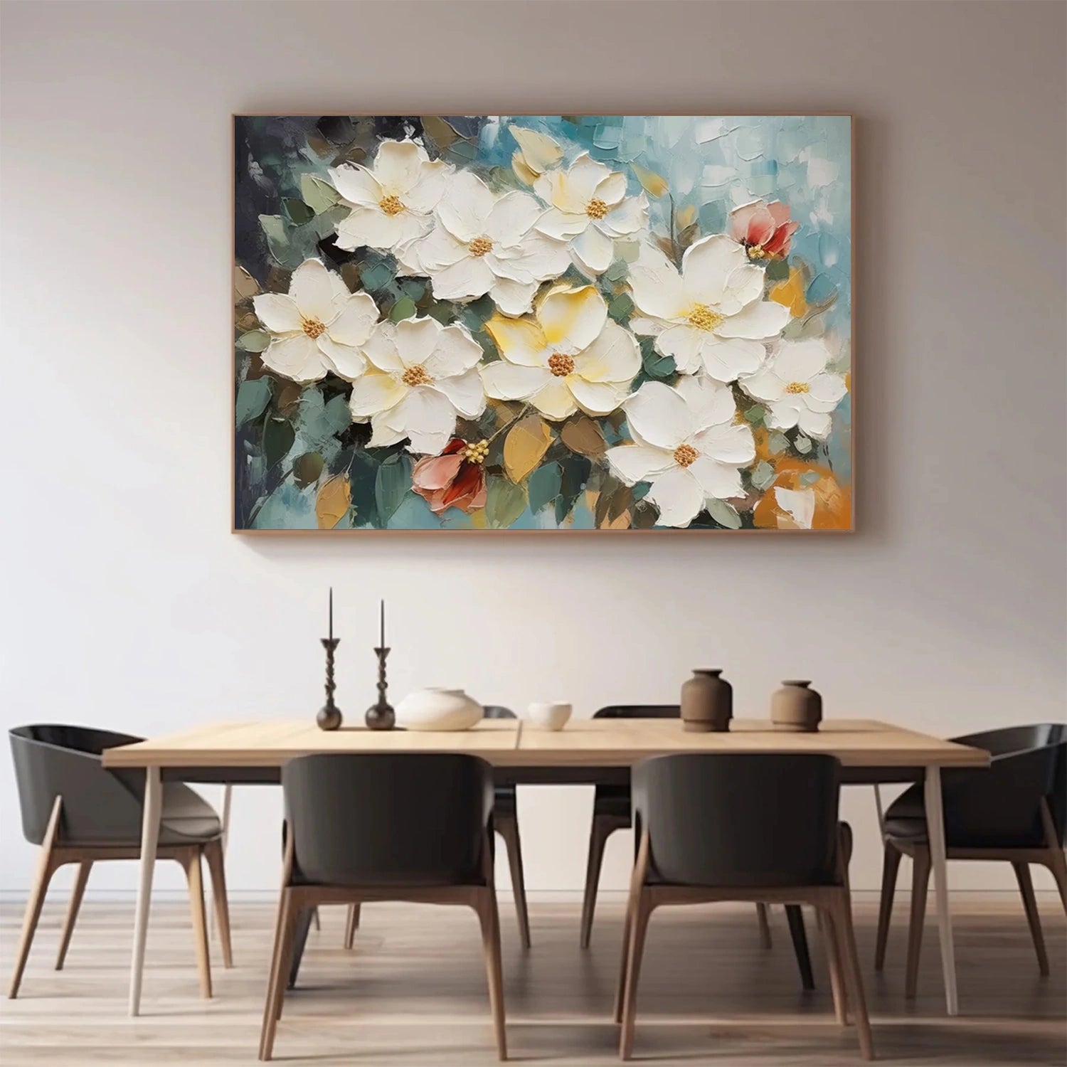 Tree And Flower Abstract Textured Wall Art #TF114