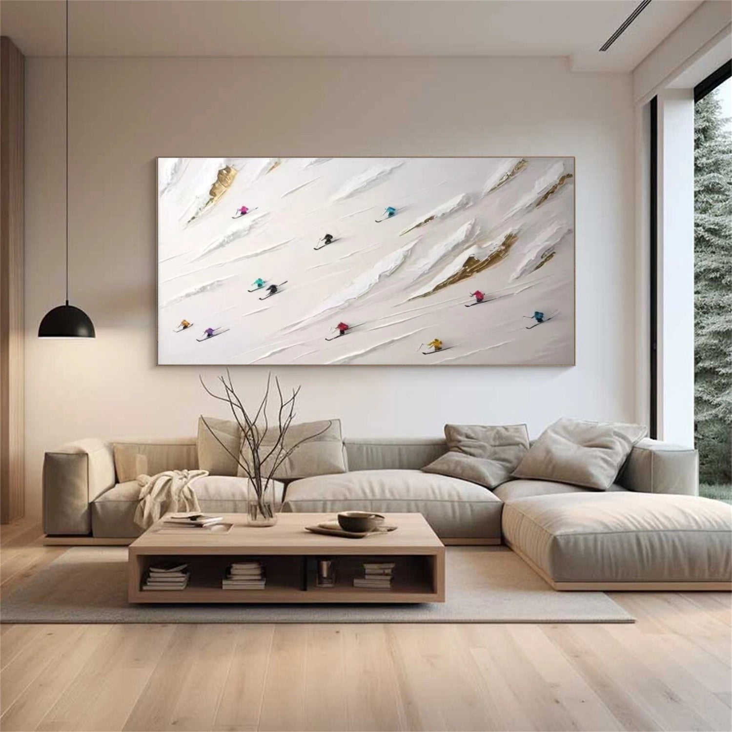 Skiing Sport Textured Wall Art #BA016