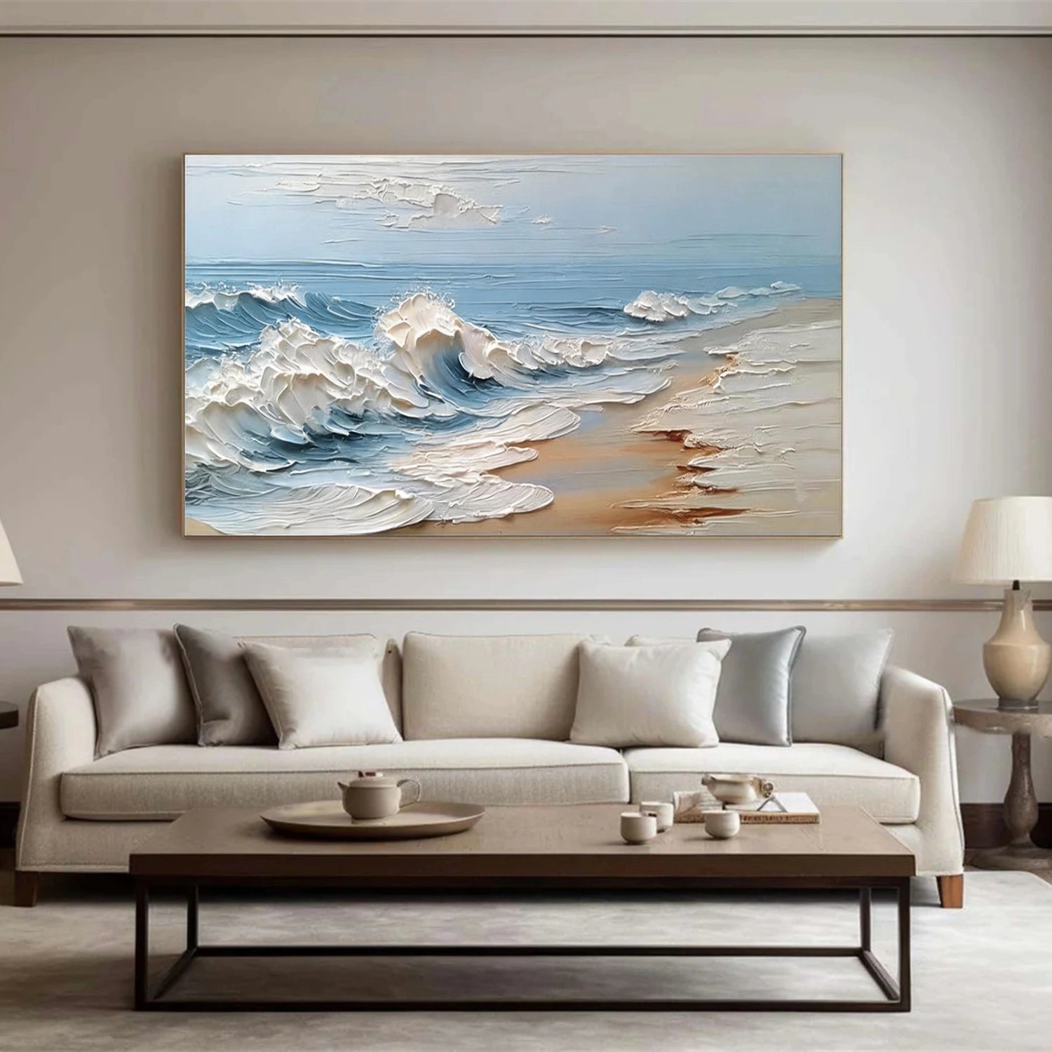 Sky And Ocean Abstract Textured Wall Art #SO413