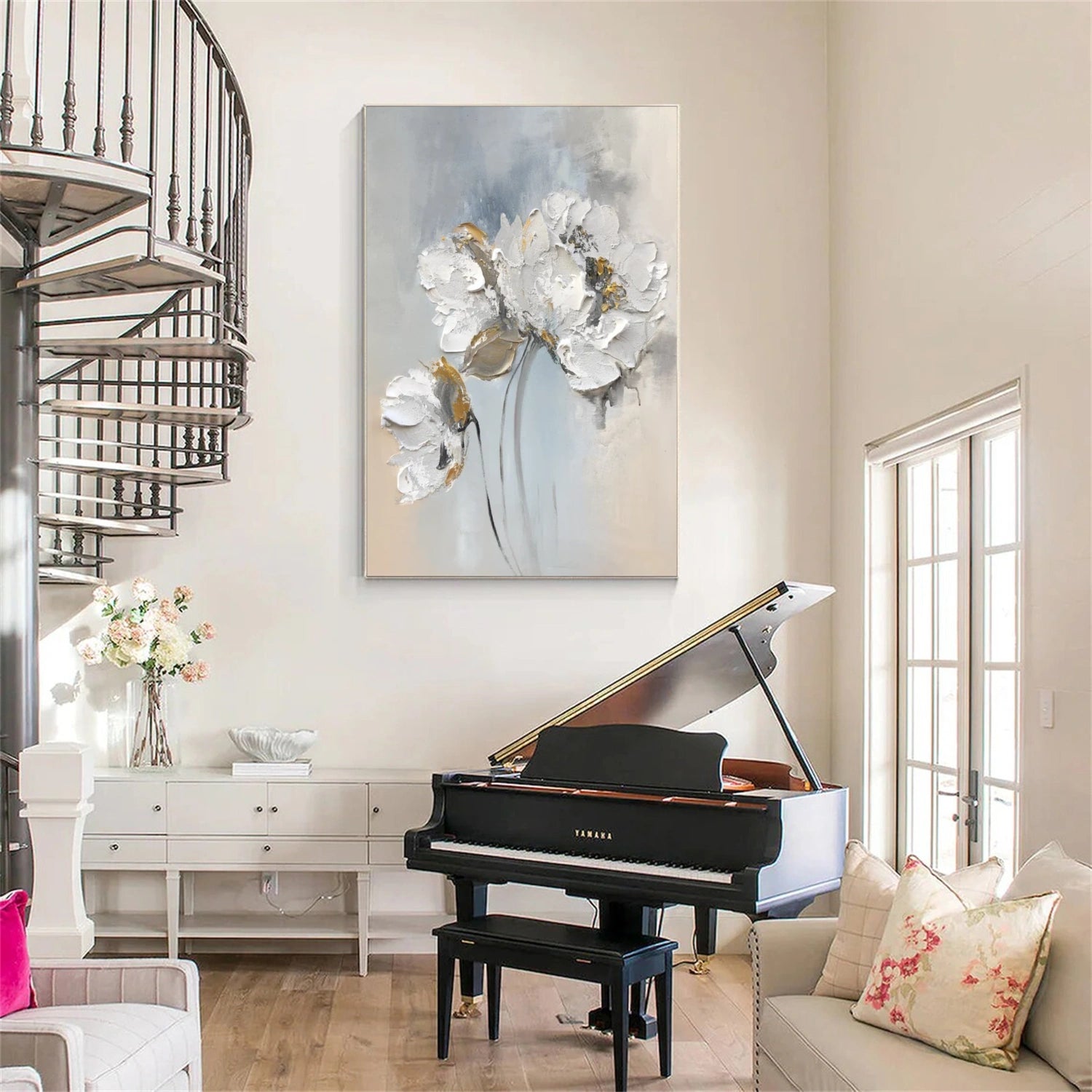 Tree And Flower Abstract Textured Wall Art #TF133