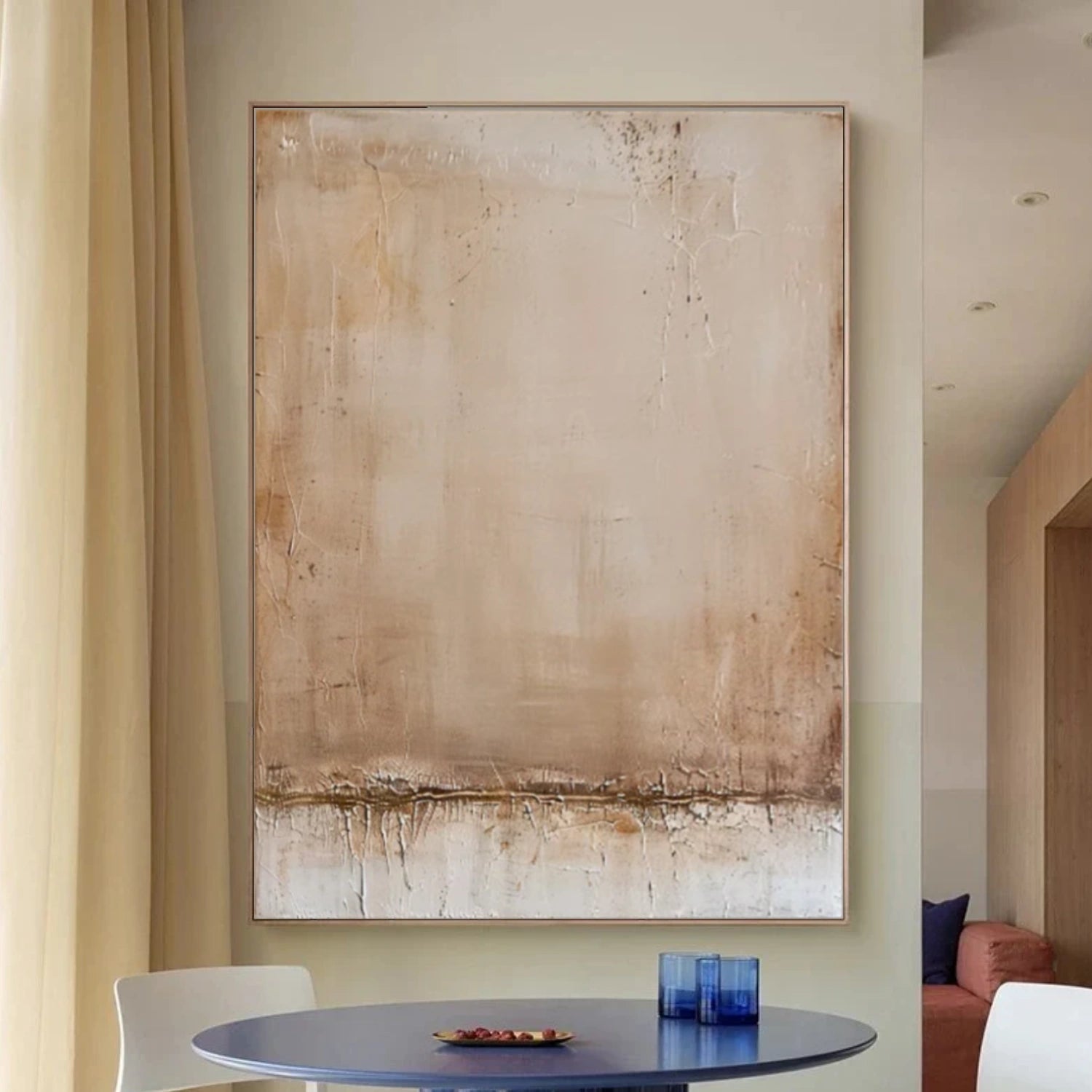 Beige and Brown Wabi Sabi Abstract Canvas Art #WA219