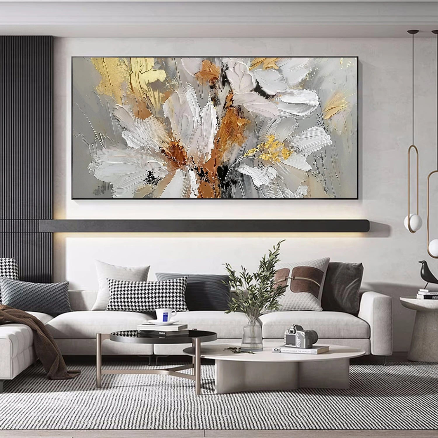 Tree And Flower Abstract Textured  Wall Art #TF186