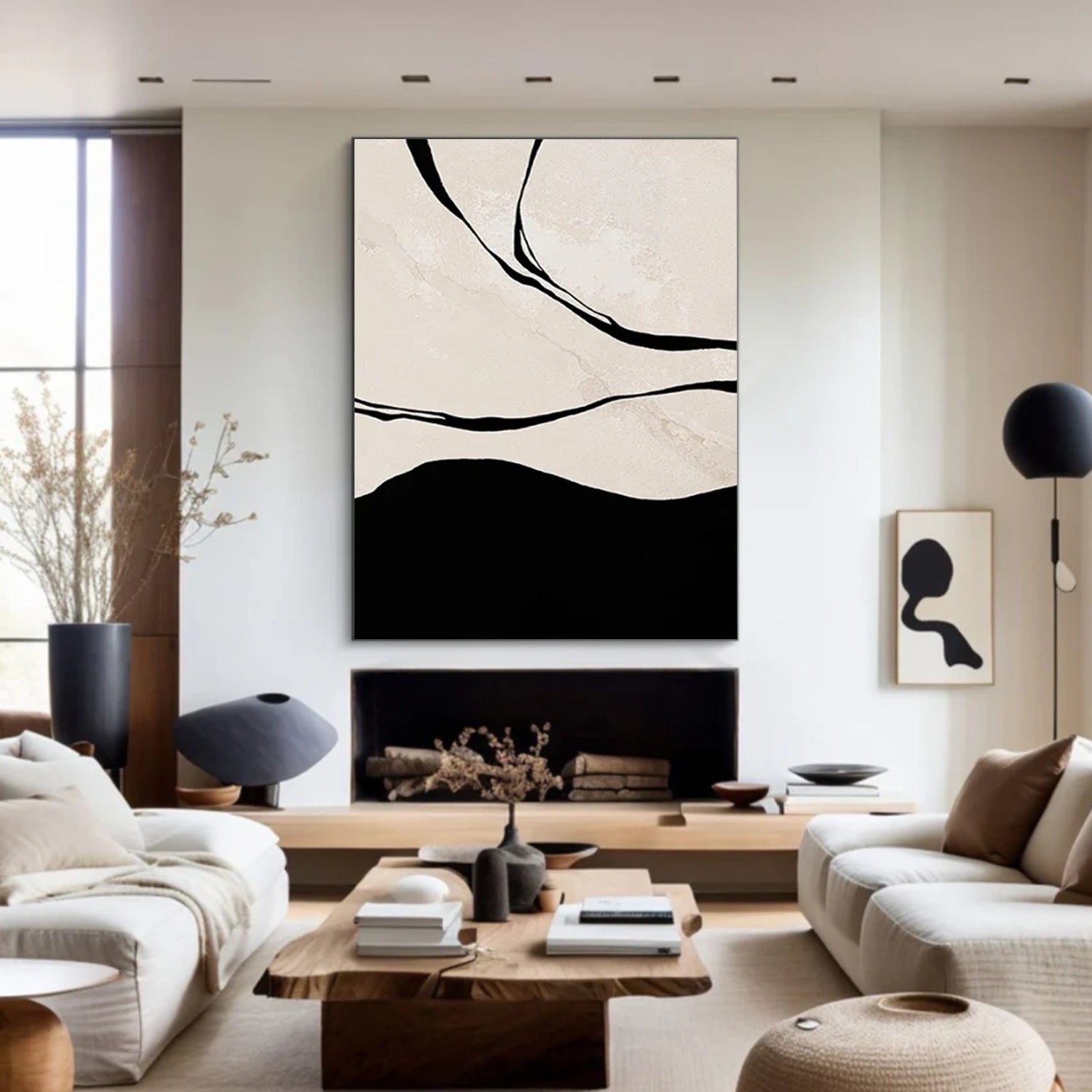 Black and Beige Abstract Wall Art #AW225