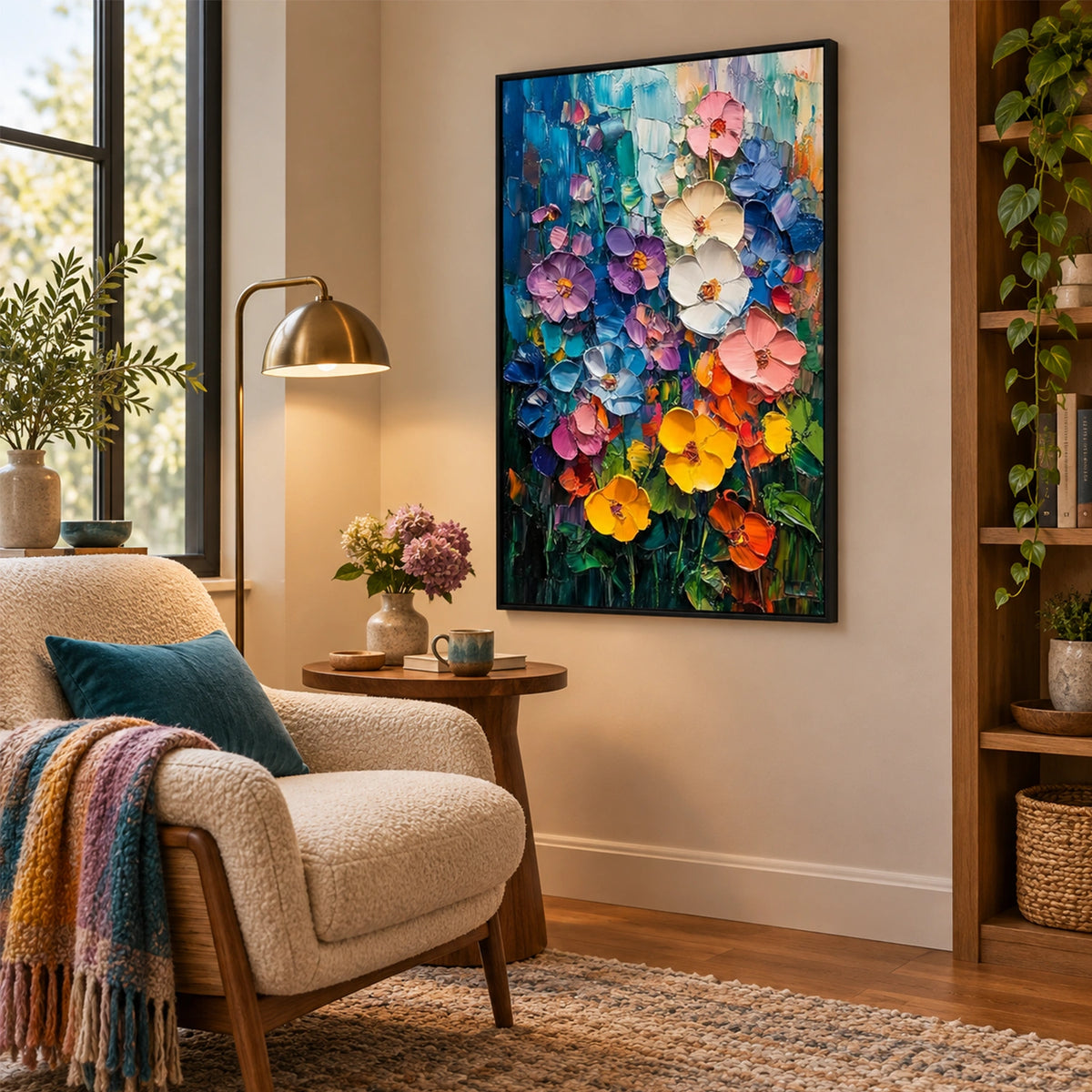 Tree And Flower Abstract Textured Wall Art #TF221