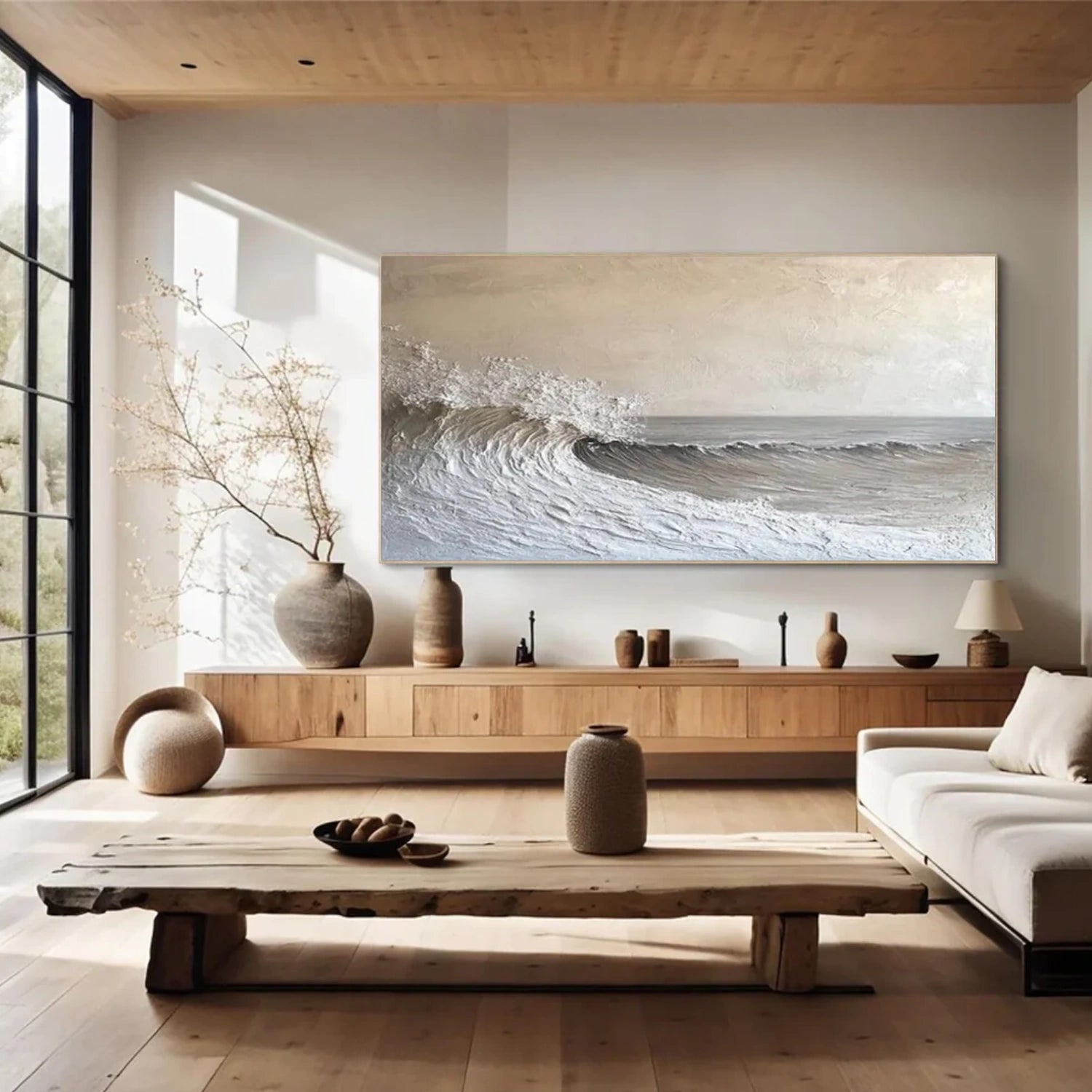 Sky And Ocean Abstract Textured Wall Art #SO319