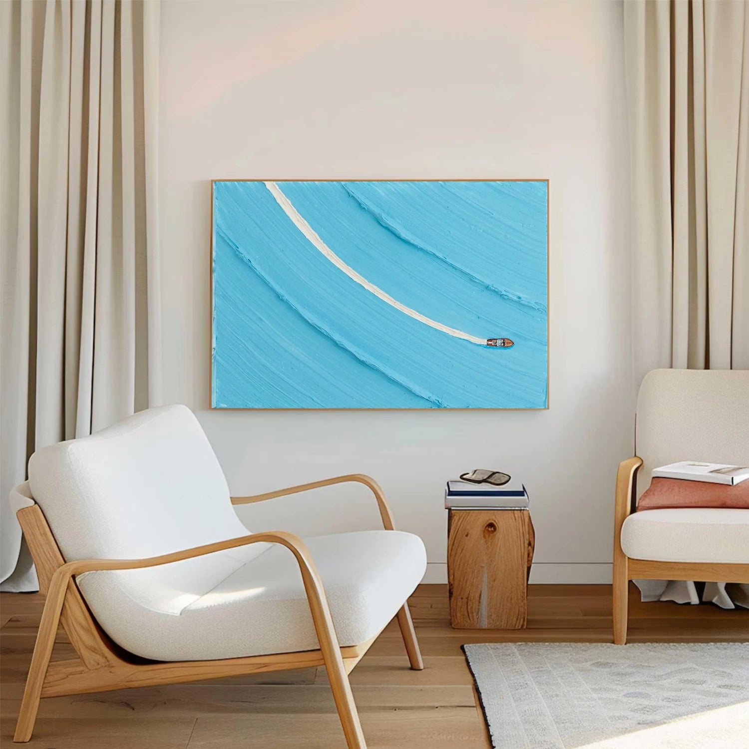 Blue Sky And Ocean Abstract Textured Wall Art #SO270