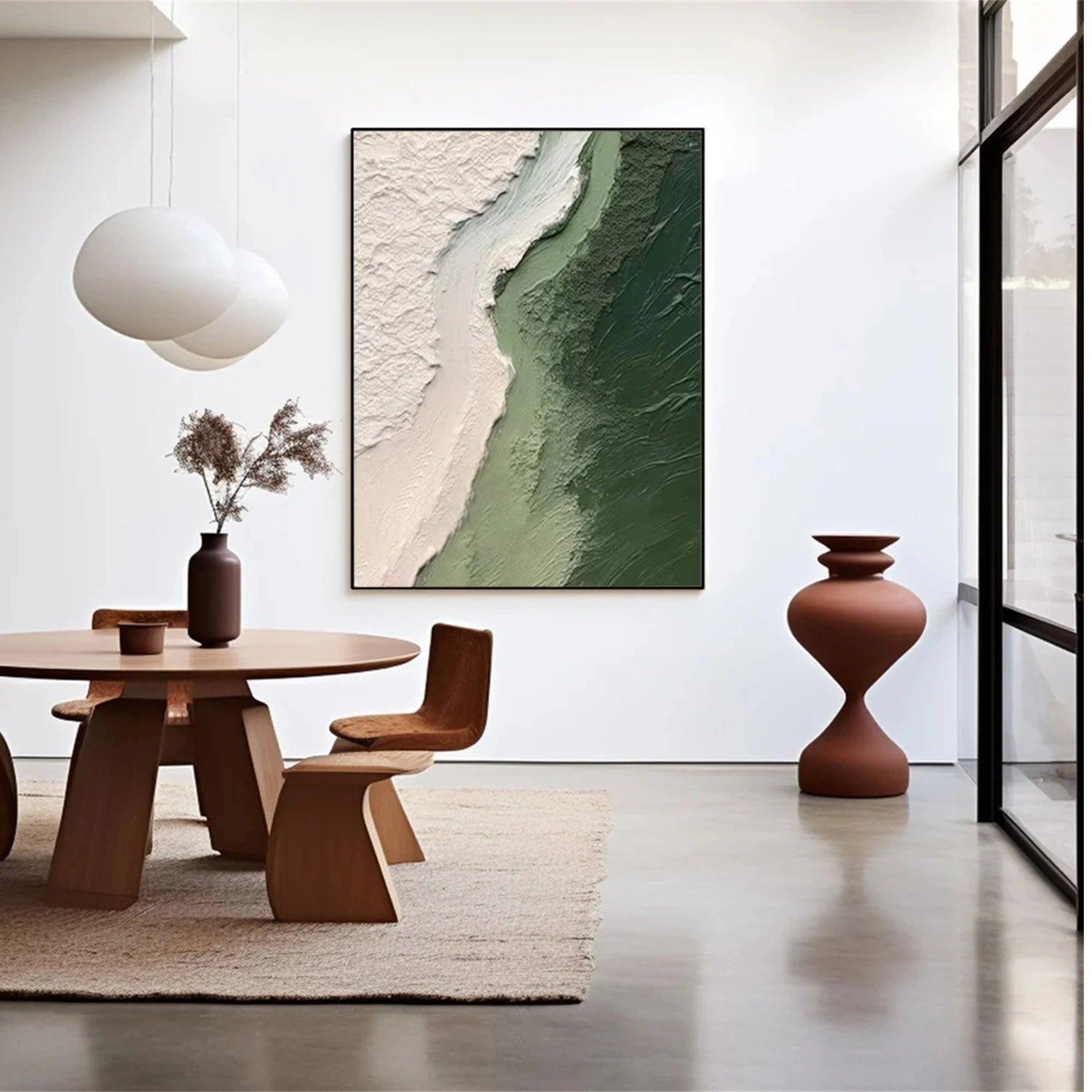 Green Textured Minimalist Wall Art #GT050