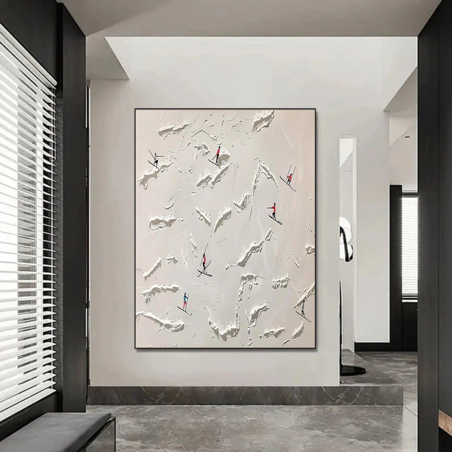 Skiing Sport Textured Wall Art #BA049