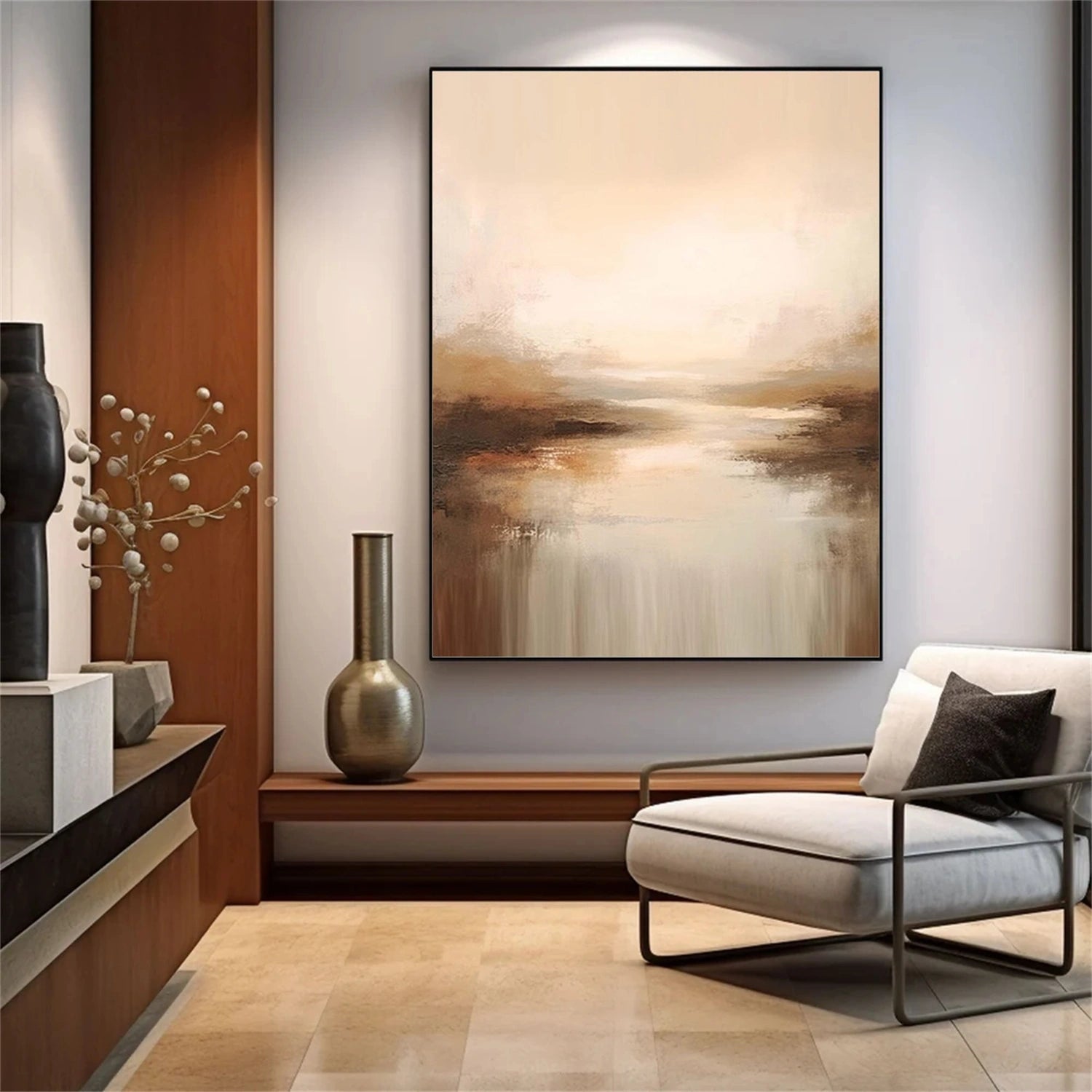 Beige & Brown Abstract Wall Art #AW146