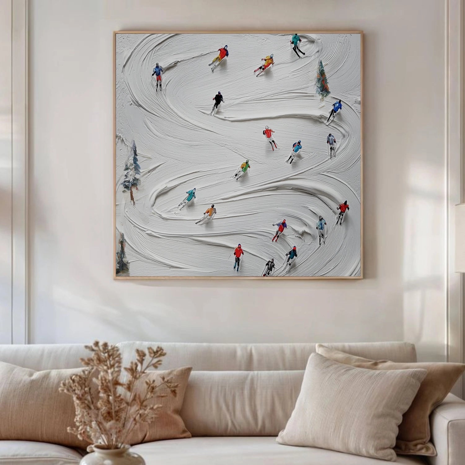 Skiing Sport Textured Wall Art #BA042