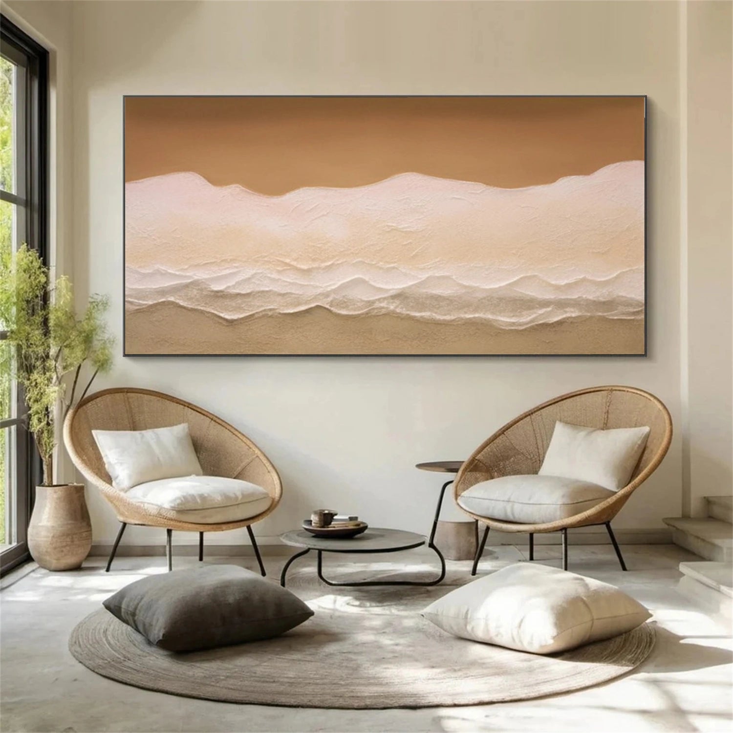 Sky And Ocean Abstract Textured Wall Art #SO407