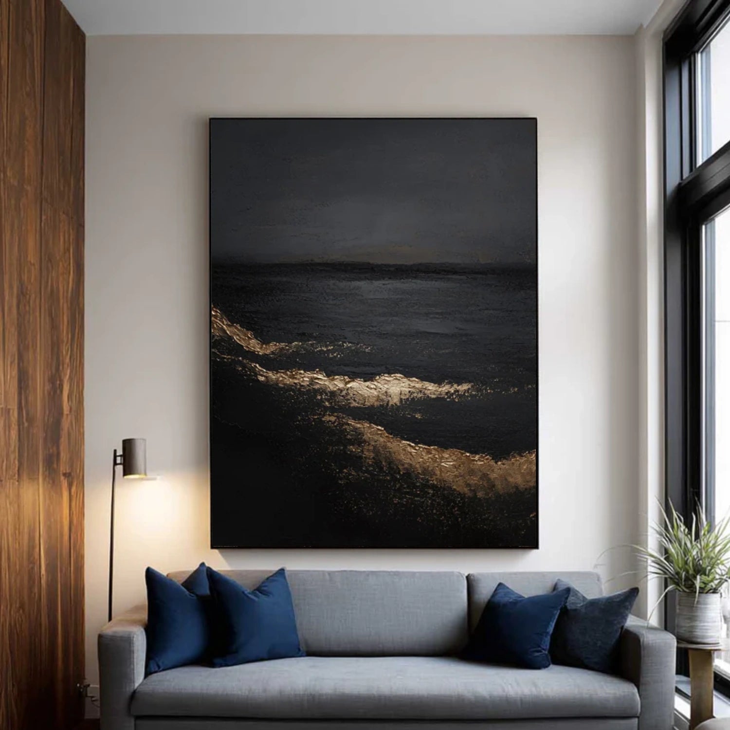 Black Minimalist Textured Canvas Art #BT087