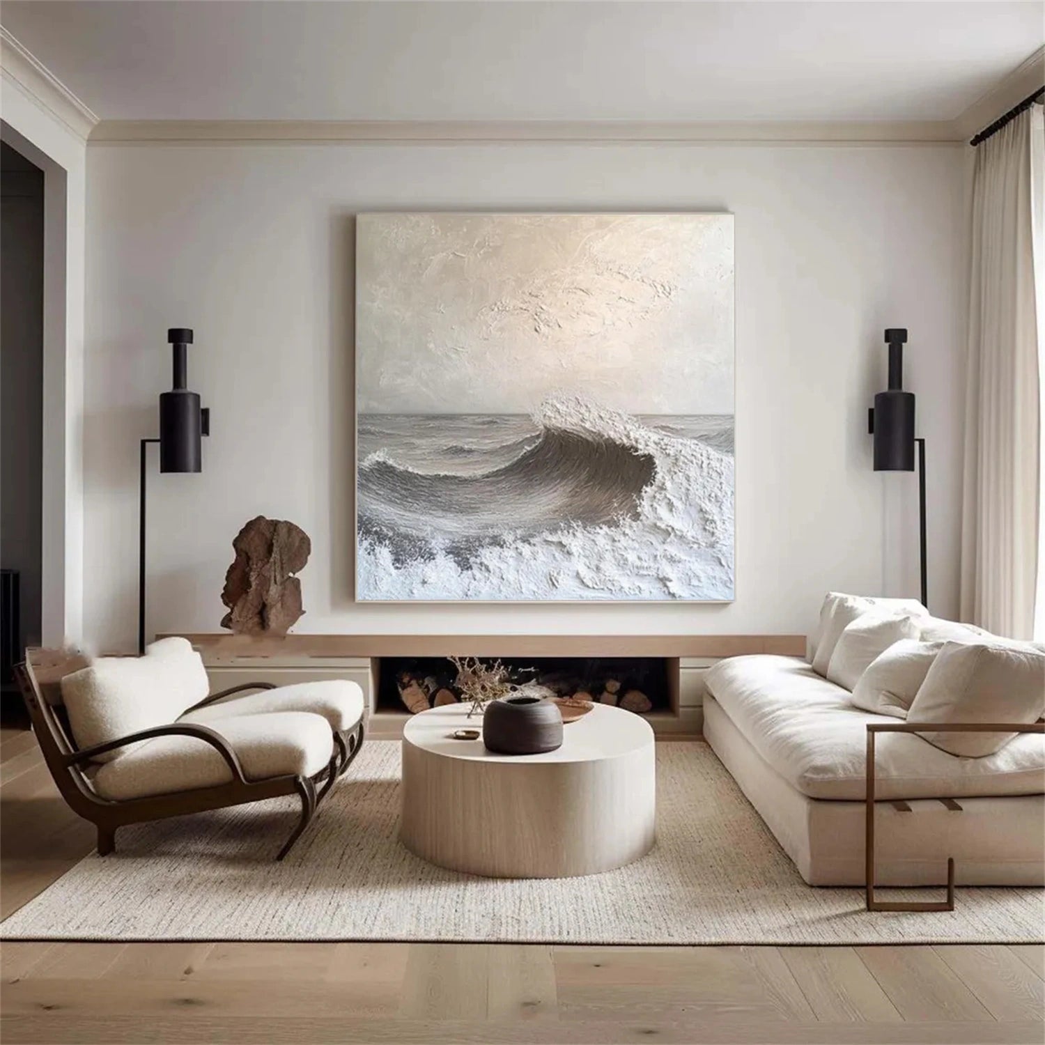 Sky And Ocean Abstract Textured Wall Art #SO321