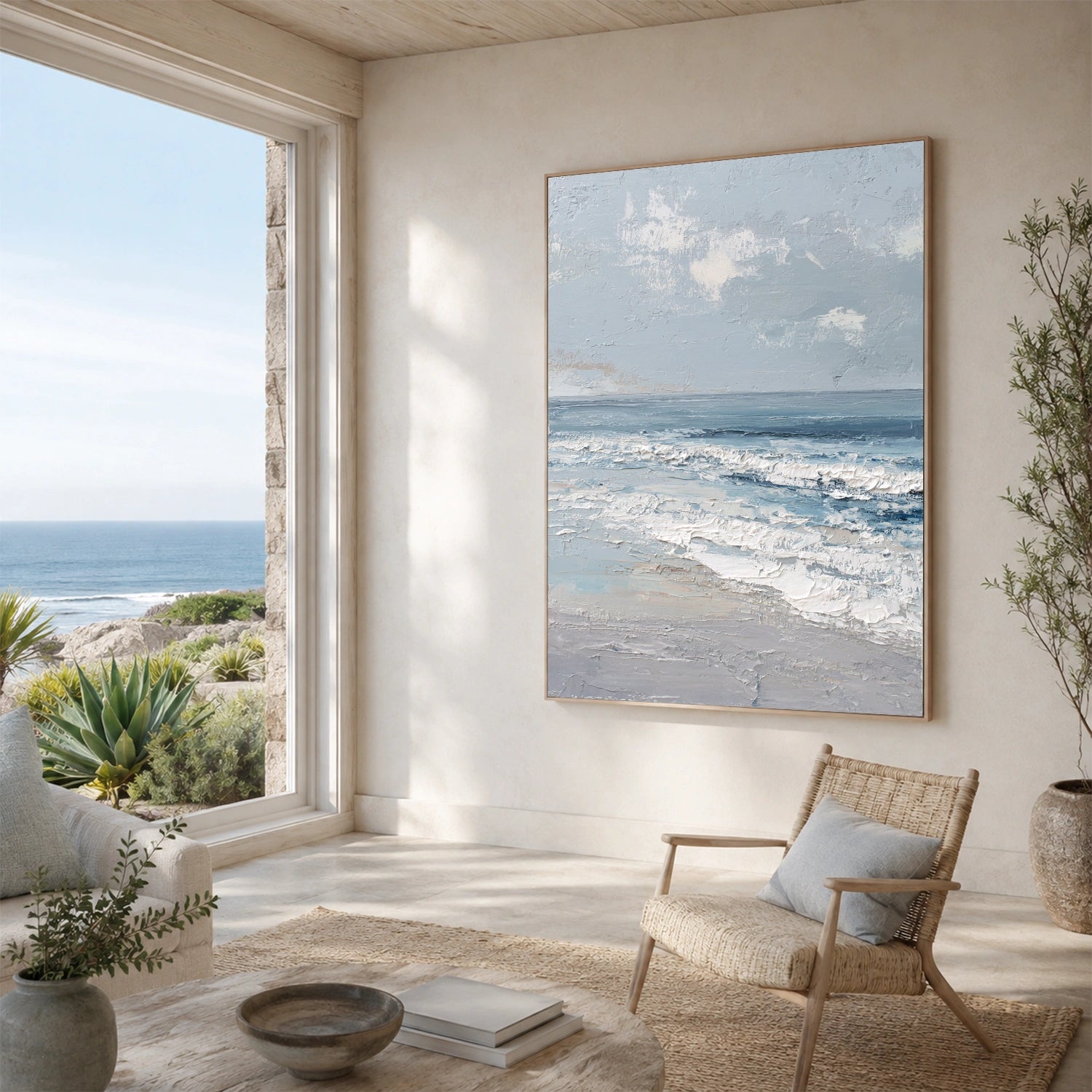 Sky And Ocean Abstract Textured Wall Art #SO440