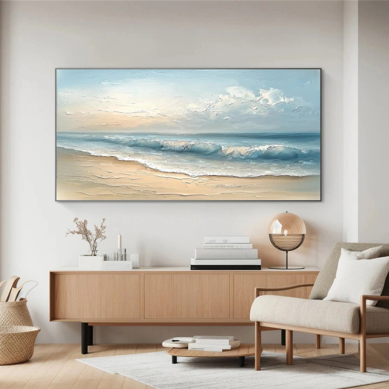 Sky And Ocean Abstract Textured Wall Art #SO348